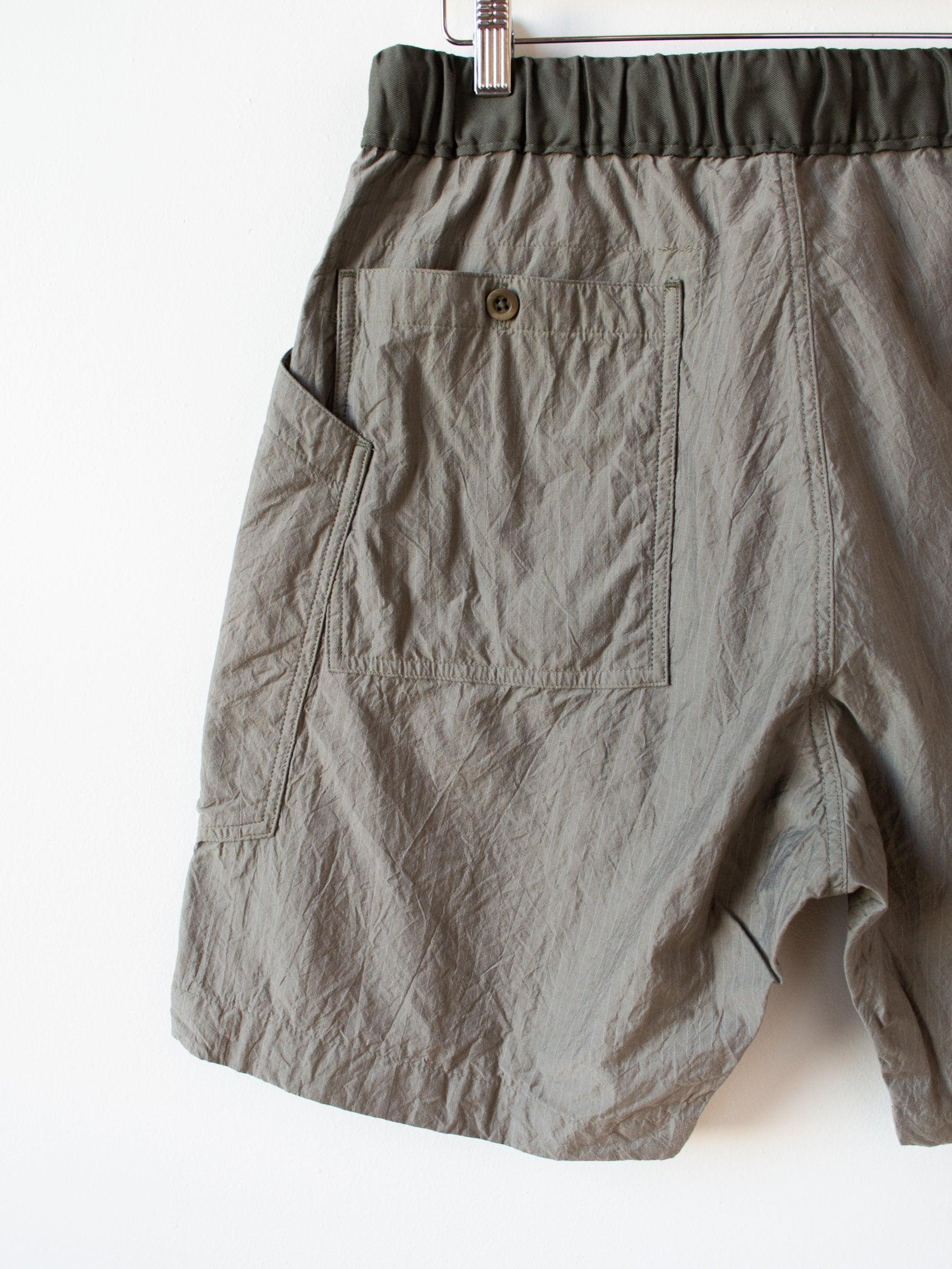 Namu Shop - ts(s) Pin Stripe Cotton Silk Loose Fit Shorts - Khaki