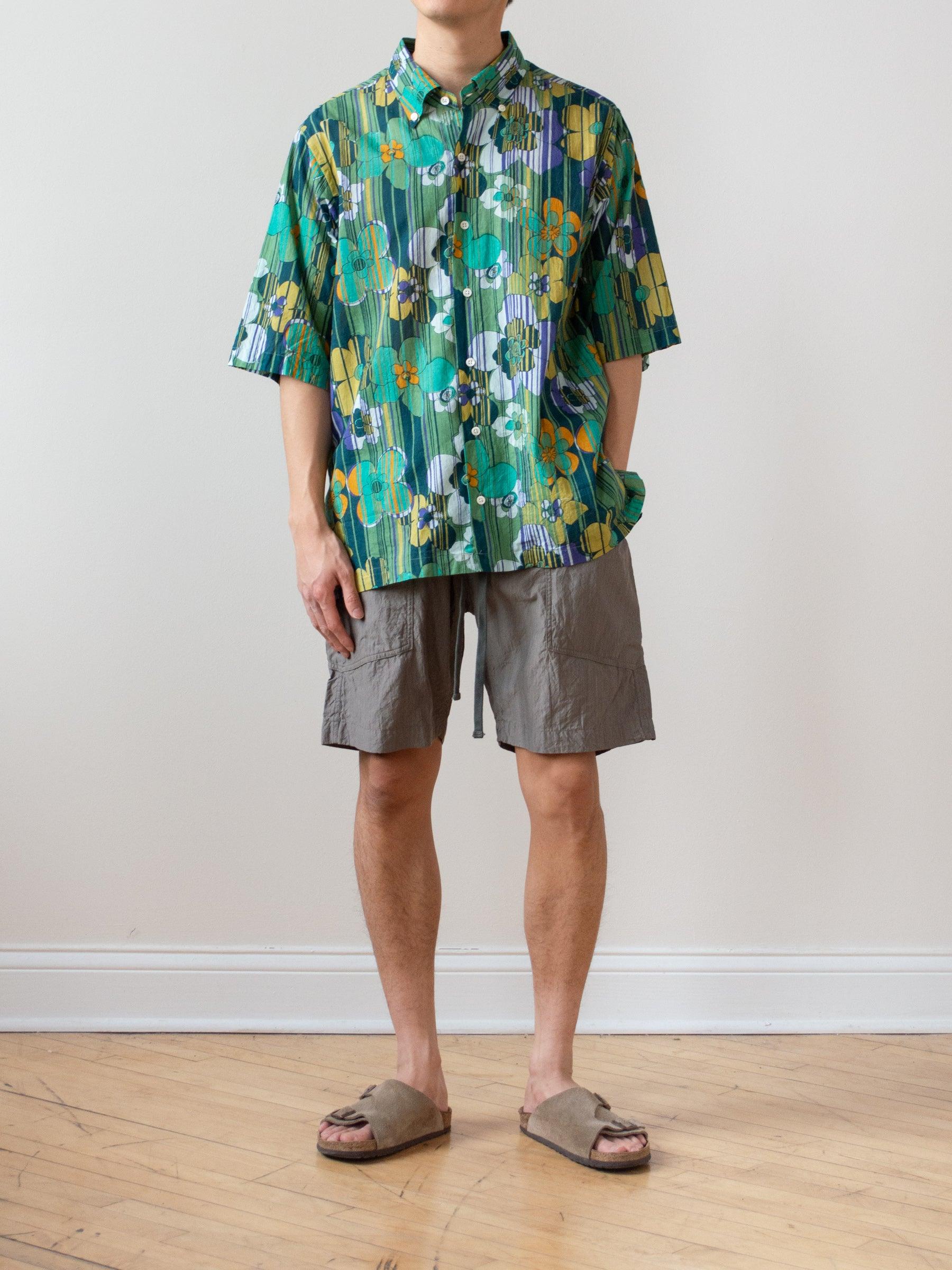 Namu Shop - ts(s) Pin Stripe Cotton Silk Loose Fit Shorts - Khaki