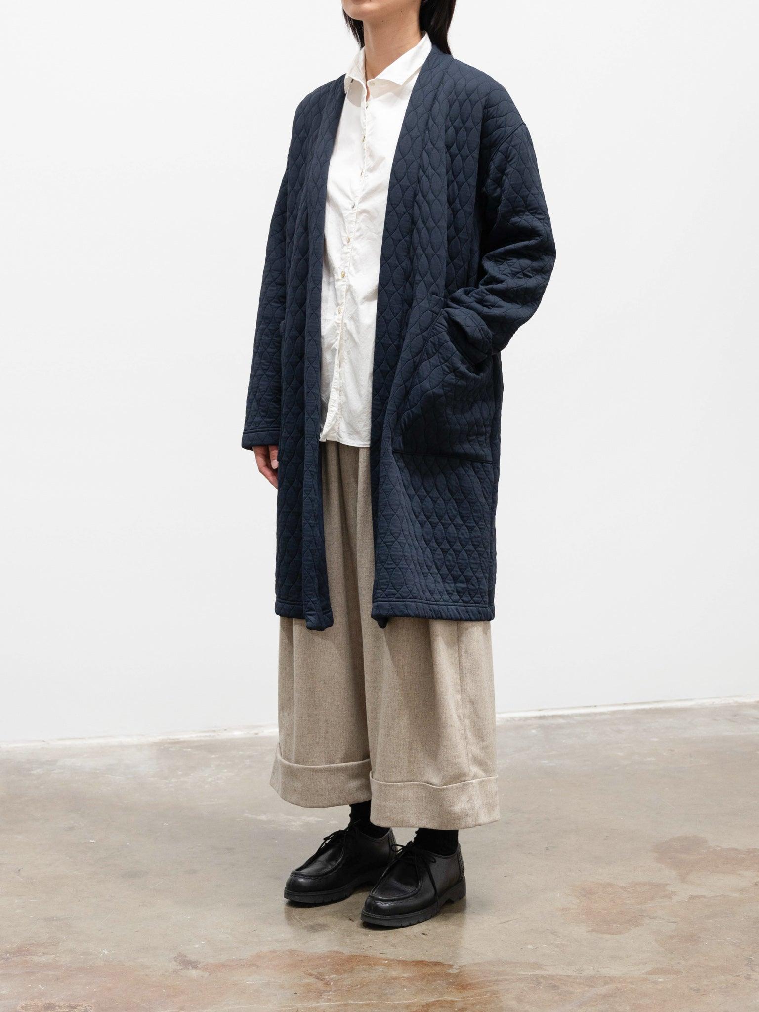 Namu Shop - ts(s) Poly Quilt Jacquard Jersey Easy Cardigan Coat - Navy