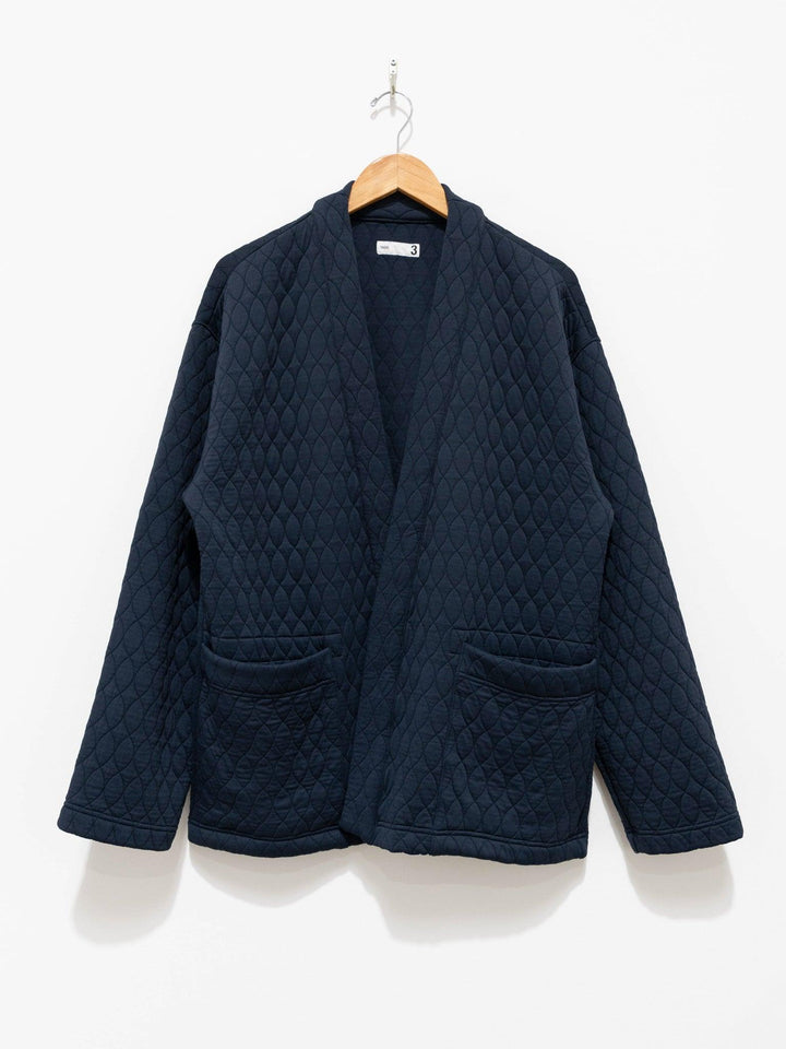 Namu Shop - ts(s) Poly Quilt Jacquard Jersey Easy Cardigan - Navy