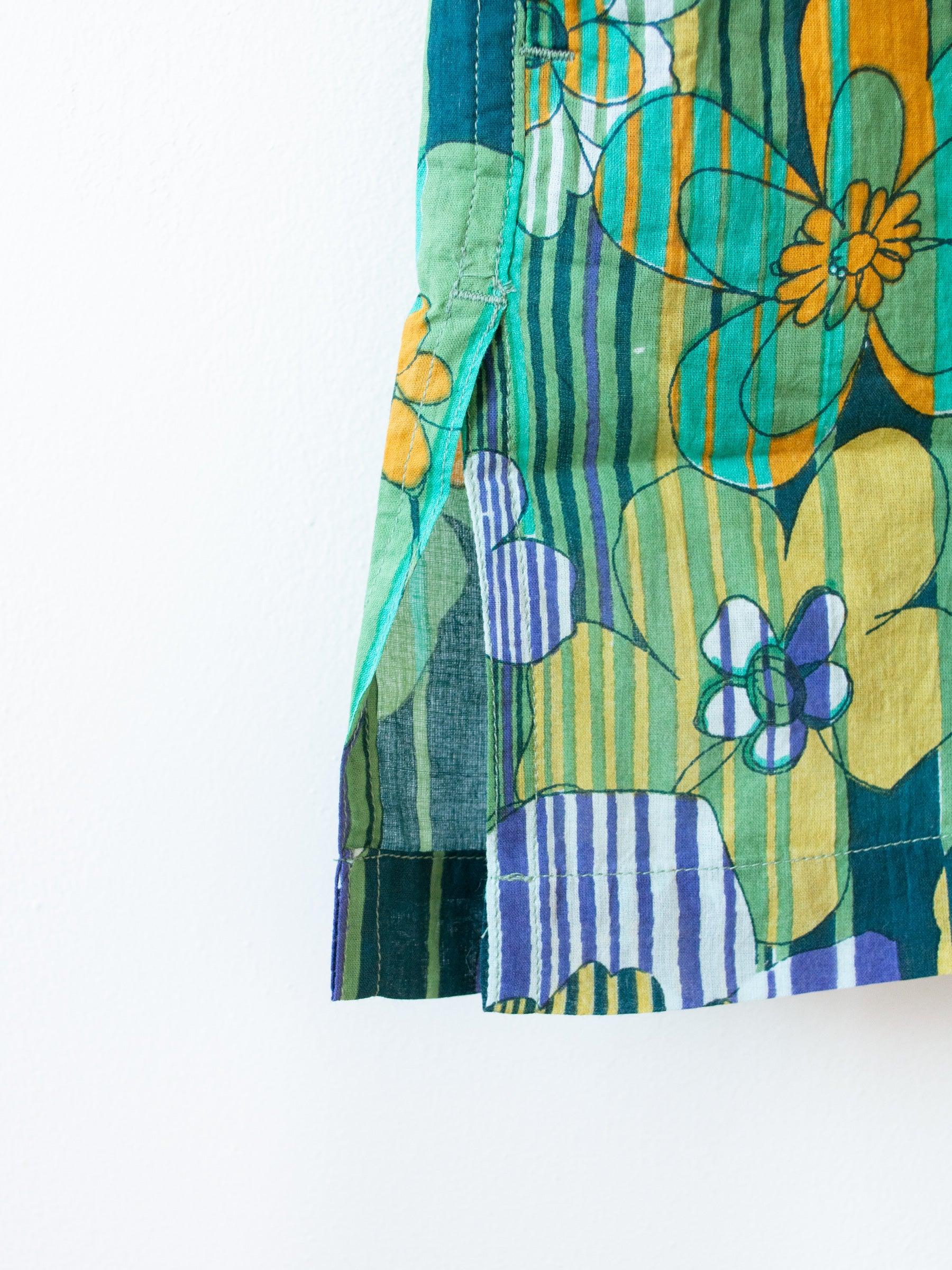 Namu Shop - ts(s) Retro Flower Print S/S BD Shirt - Green