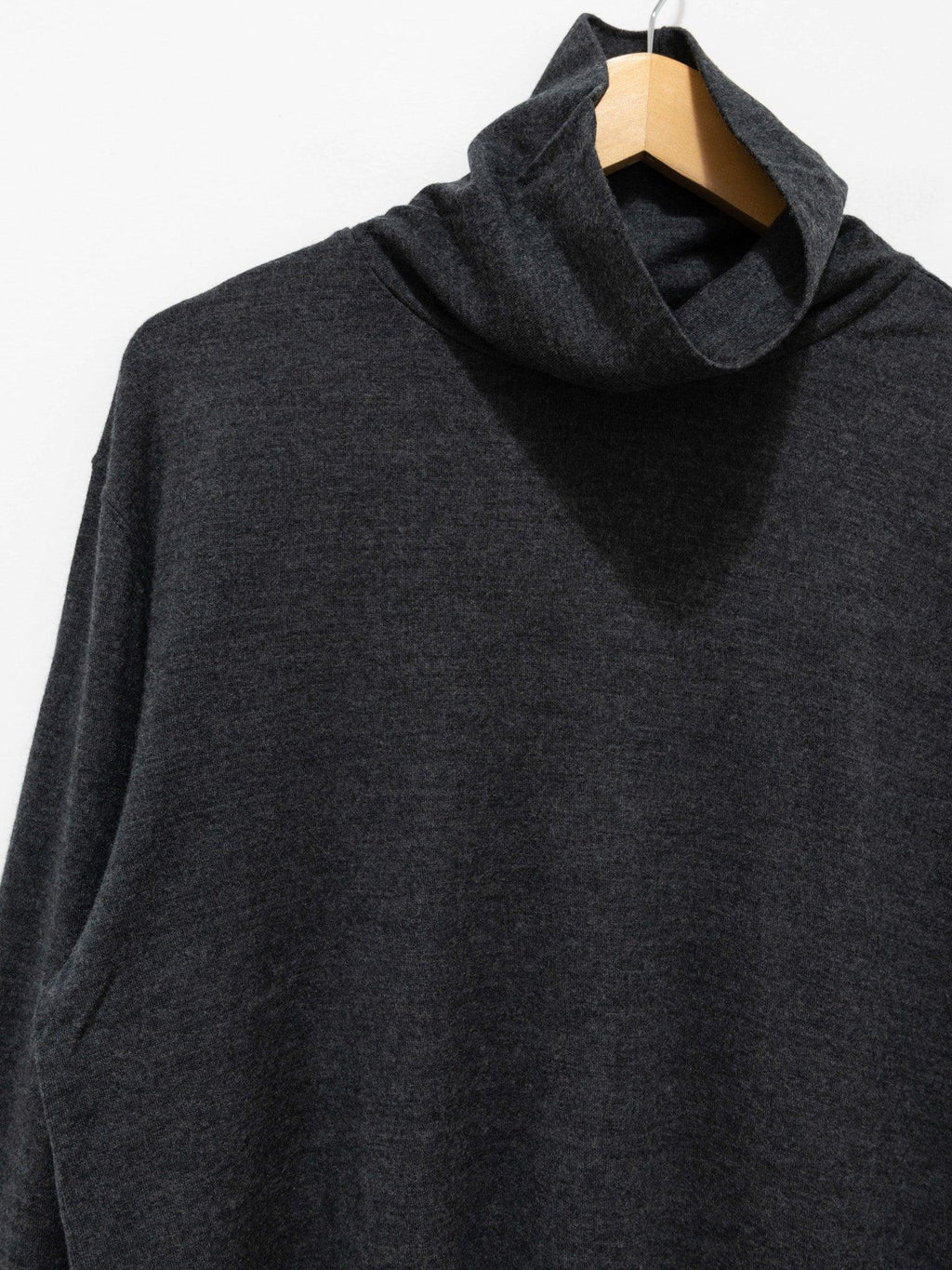 Namu Shop - ts(s) Washable Milled Wool Jersey Turtleneck Knit - Charcoal