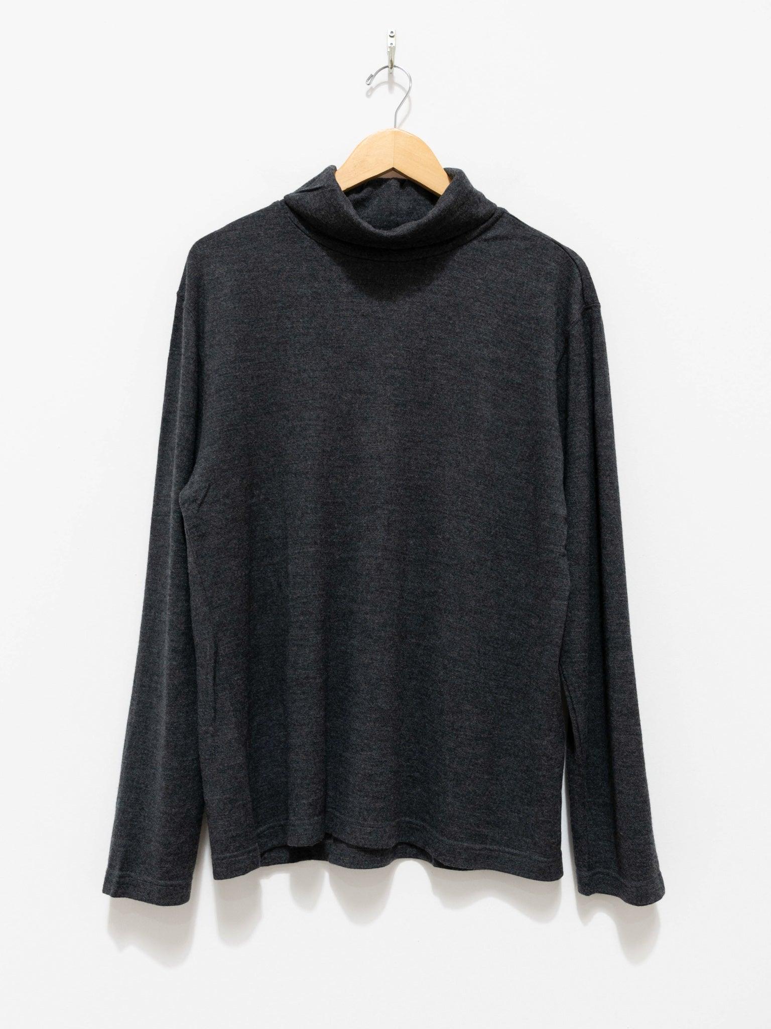 Namu Shop - ts(s) Washable Milled Wool Jersey Turtleneck Knit - Charcoal