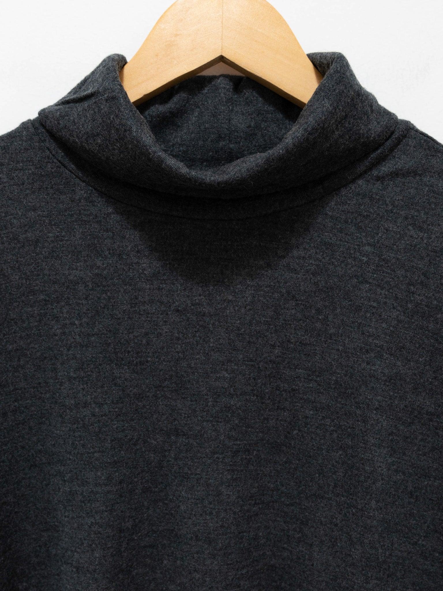 Namu Shop - ts(s) Washable Milled Wool Jersey Turtleneck Knit - Charcoal