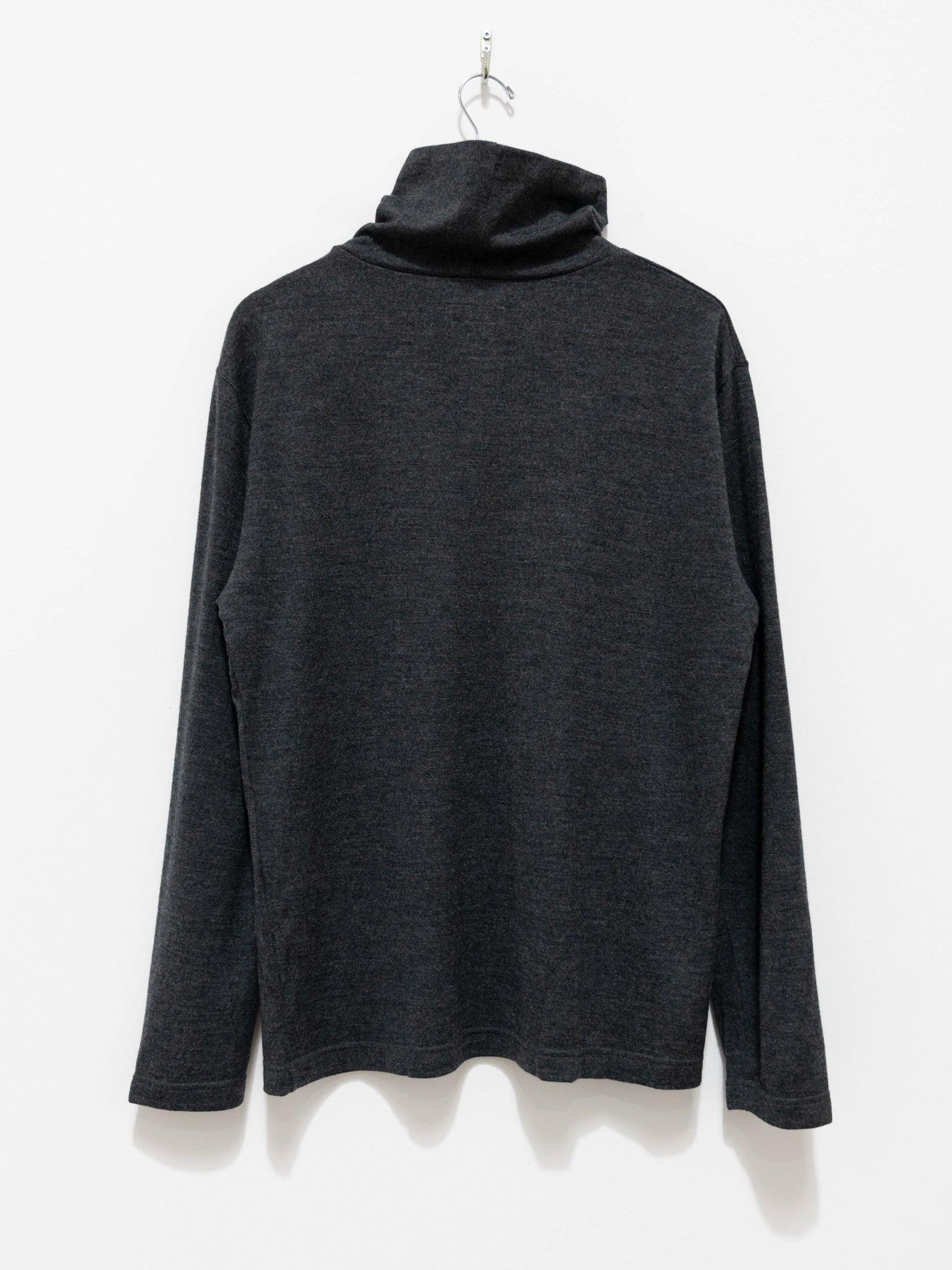 Namu Shop - ts(s) Washable Milled Wool Jersey Turtleneck Knit - Charcoal