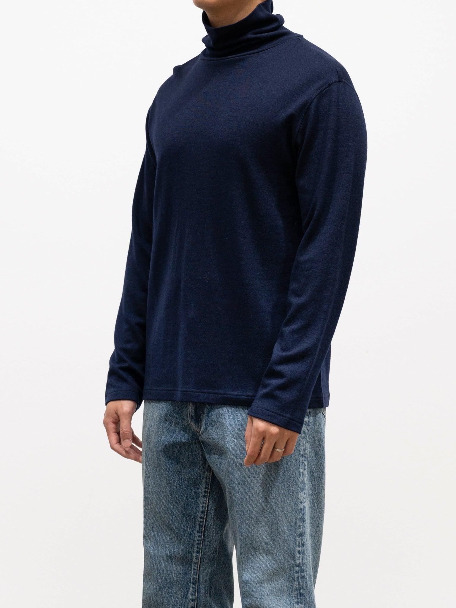 Namu Shop - ts(s) Washable Milled Wool Jersey Turtleneck Knit - Charcoal