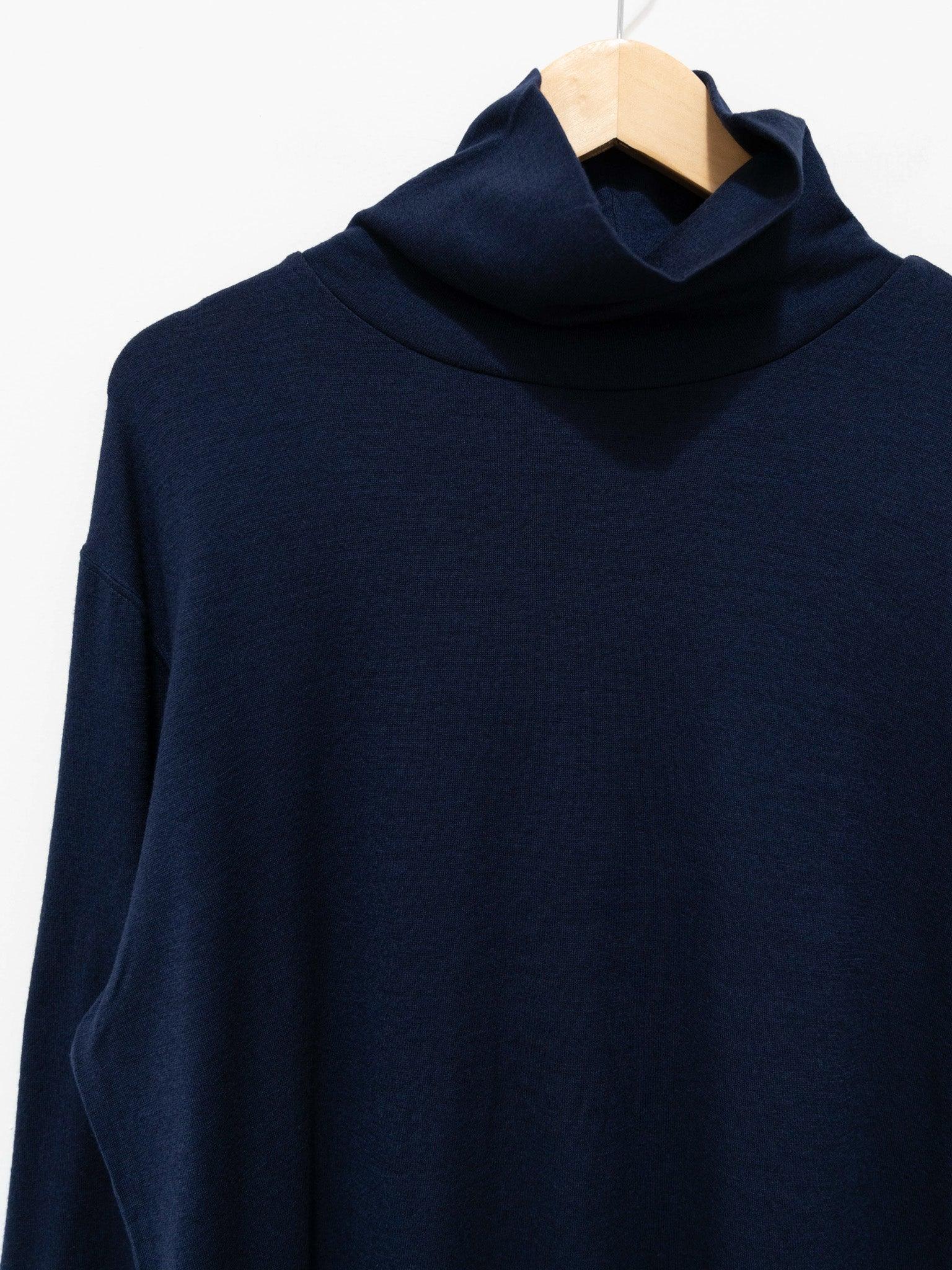 Namu Shop - ts(s) Washable Milled Wool Jersey Turtleneck Knit - Navy