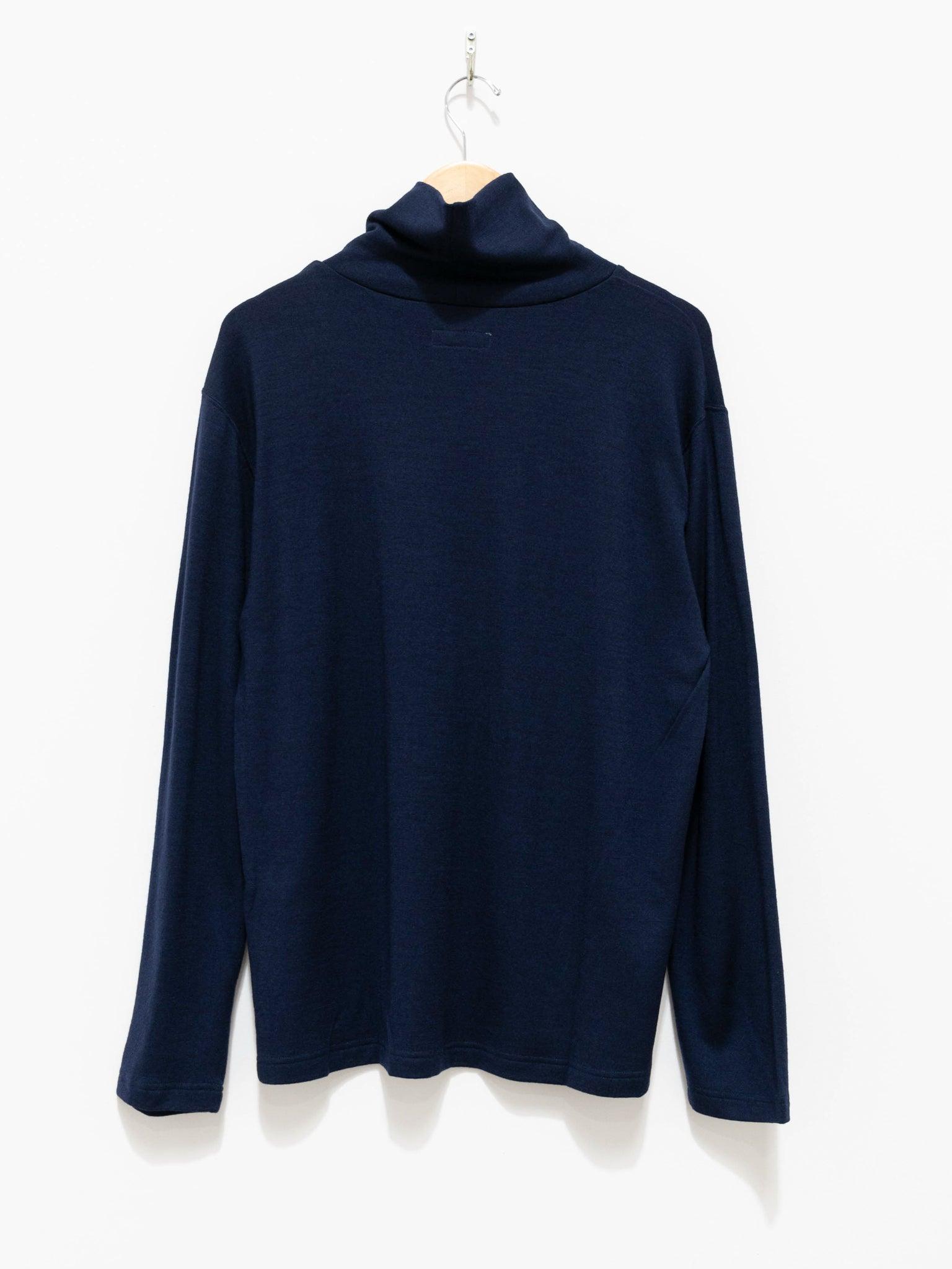 Namu Shop - ts(s) Washable Milled Wool Jersey Turtleneck Knit - Navy