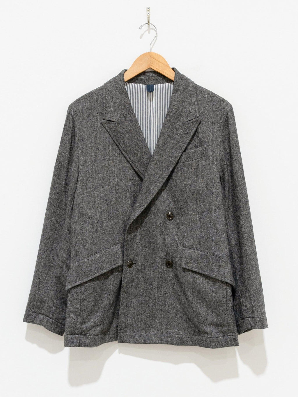 Namu Shop - ts(s) Washable Wool Stretch Flannel DB Jacket - Gray