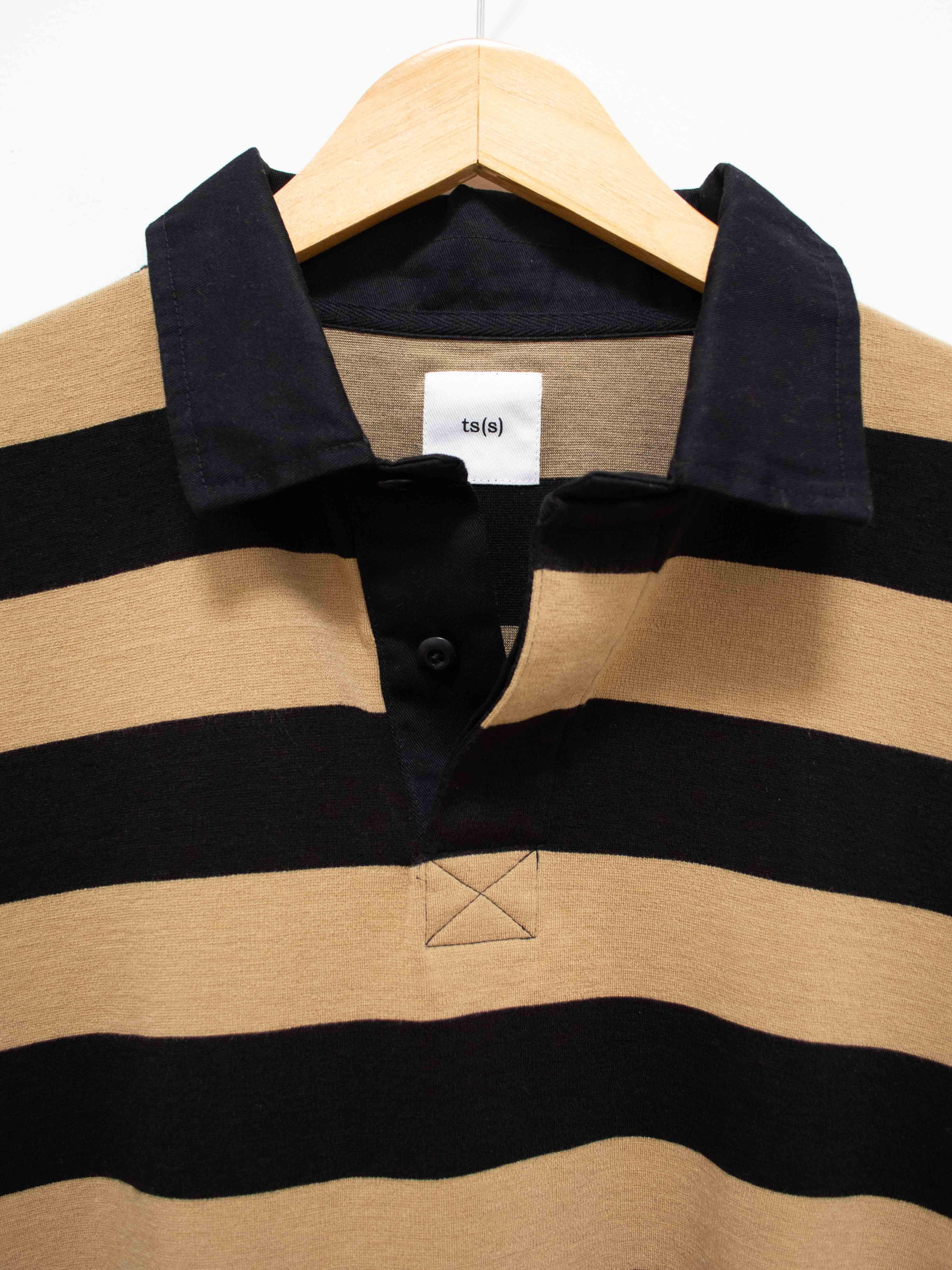 Namu Shop - ts(s) Wool Blend Ponte Jersey Rugby Shirt - Black x Beige