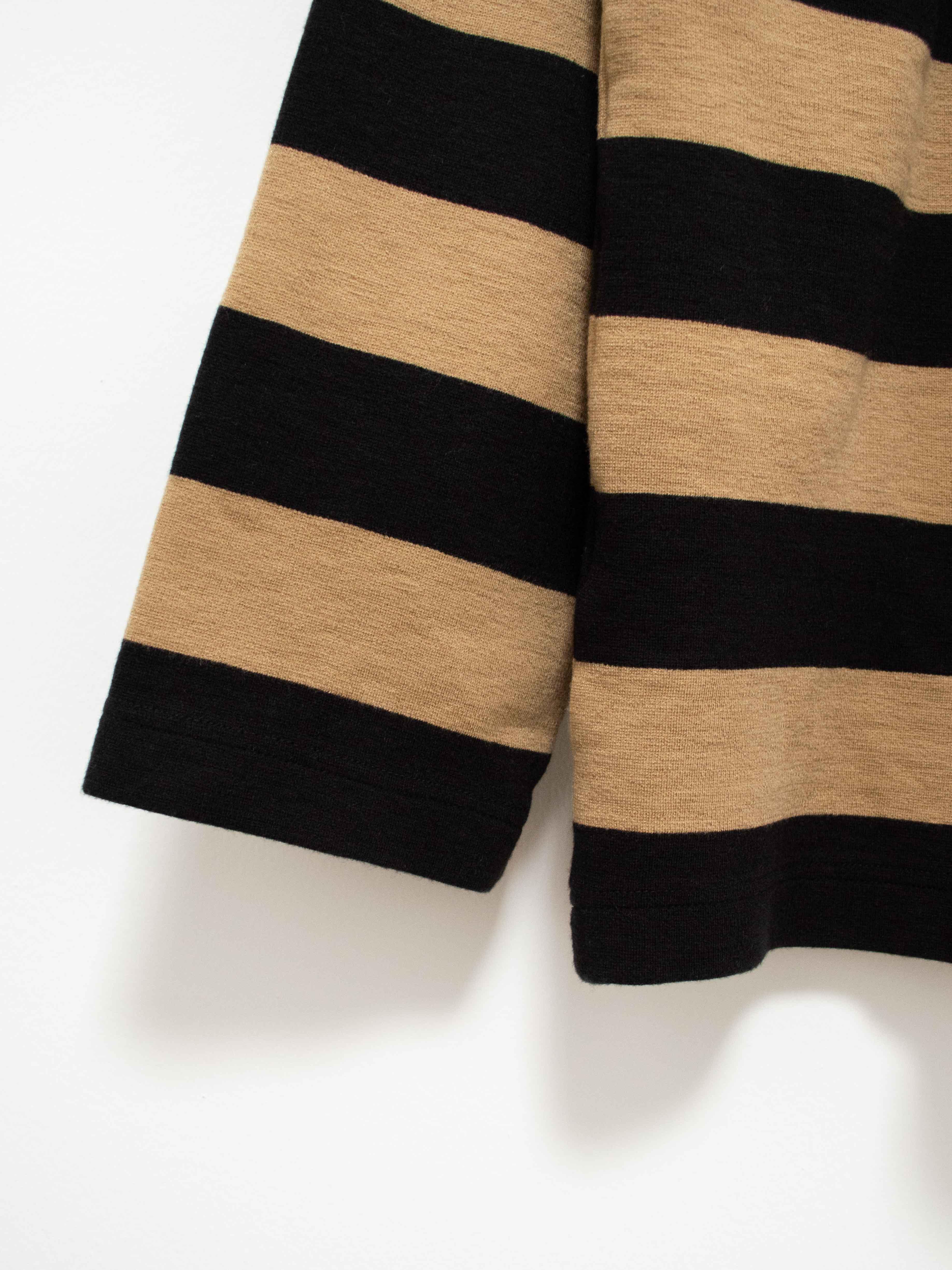 Namu Shop - ts(s) Wool Blend Ponte Jersey Rugby Shirt - Black x Beige