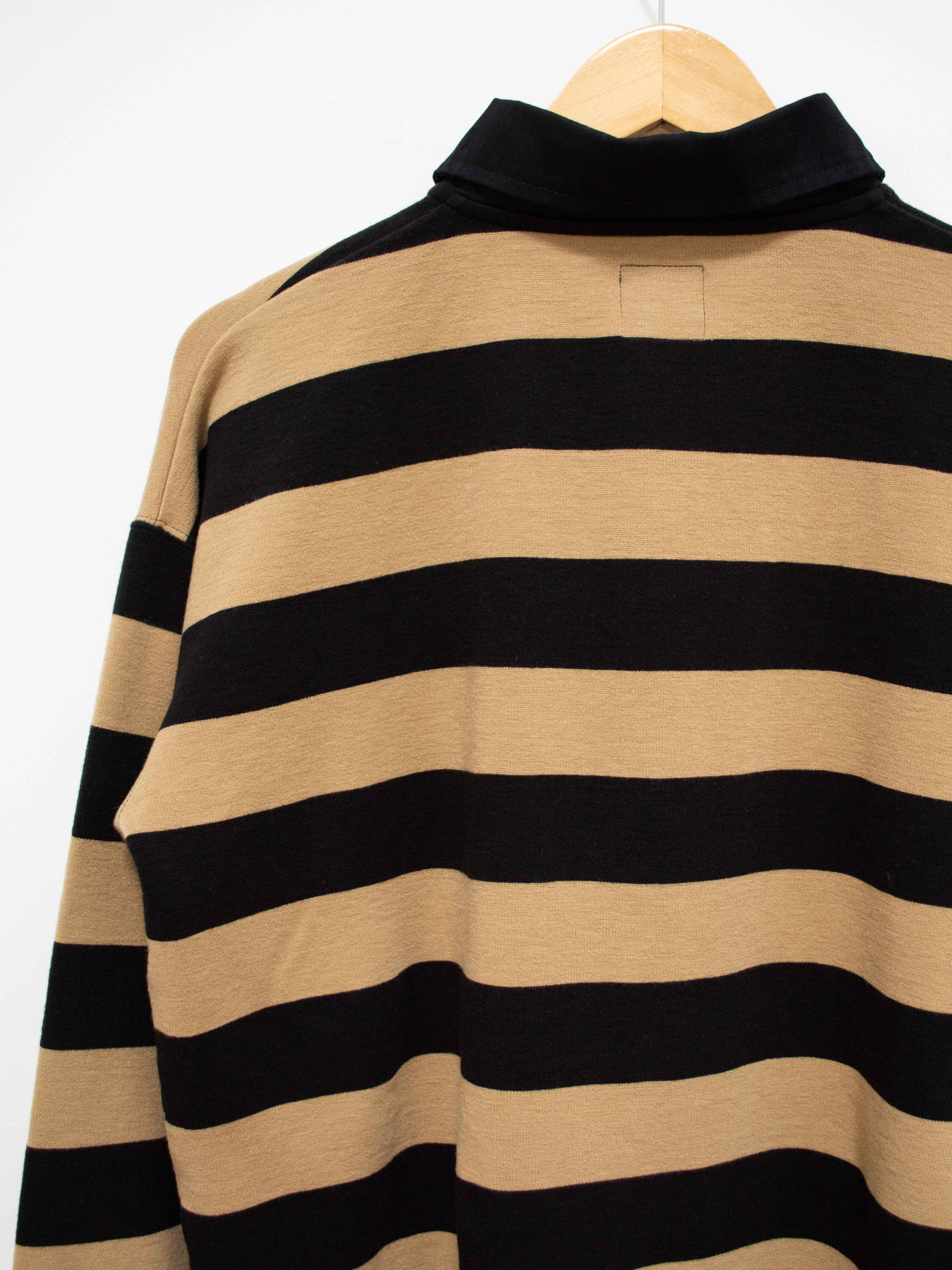 Namu Shop - ts(s) Wool Blend Ponte Jersey Rugby Shirt - Black x Beige