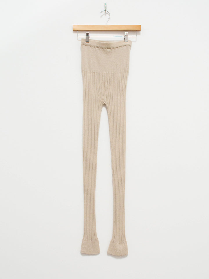 Namu Shop - Unfil Baby Suri Alpaca Ribbed Knit Leggings - Oyster White