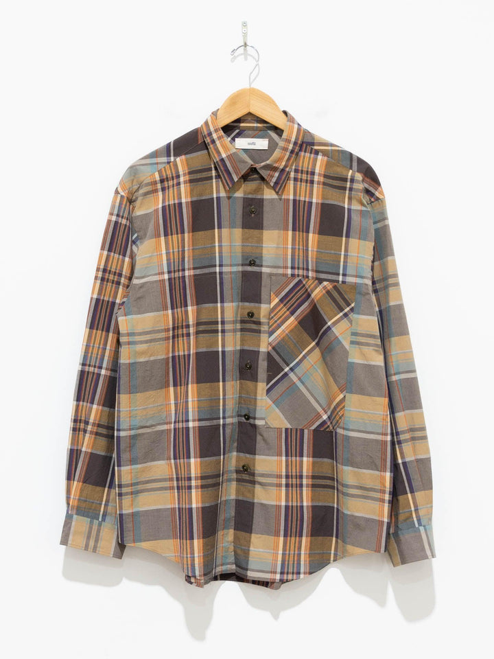 Namu Shop - Unfil Chambray Weather Cloth Overshirt - Brown Madras