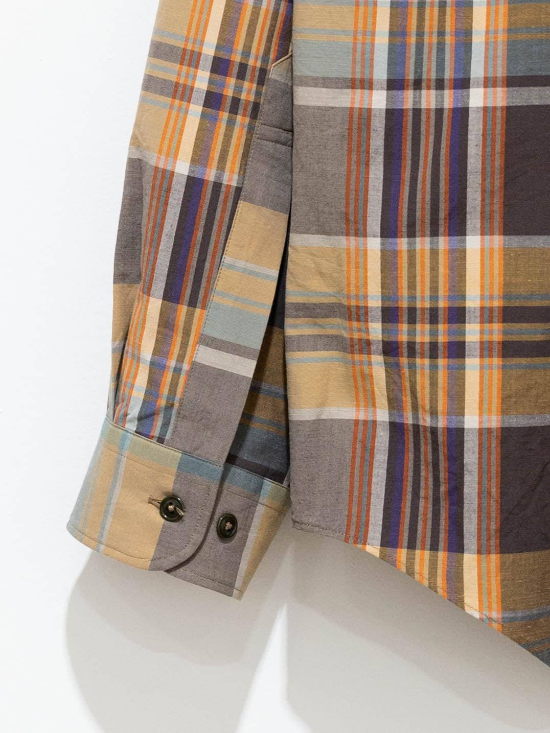 Namu Shop - Unfil Chambray Weather Cloth Overshirt - Brown Madras