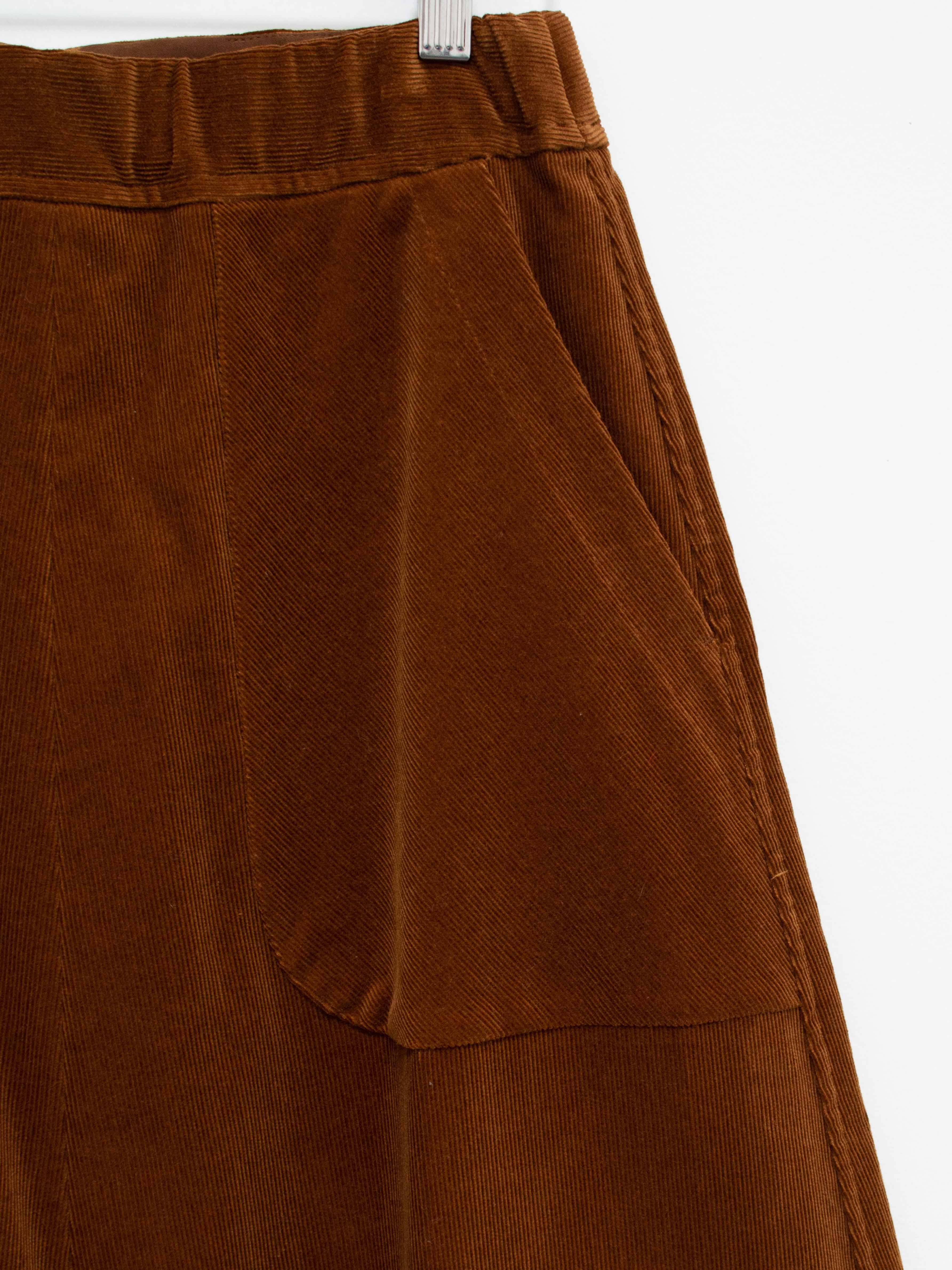 Namu Shop - Unfil Cotton Corduroy Flared Skirt - Brown