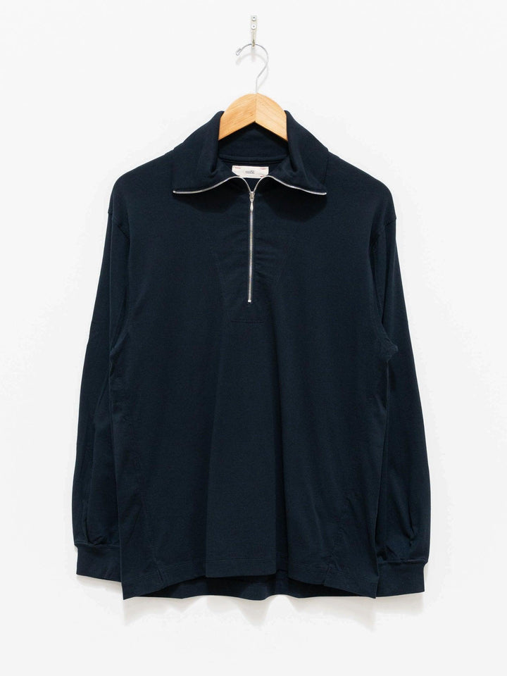 Namu Shop - Unfil Egyptian Cotton Jersey Half Zip Tee - Navy