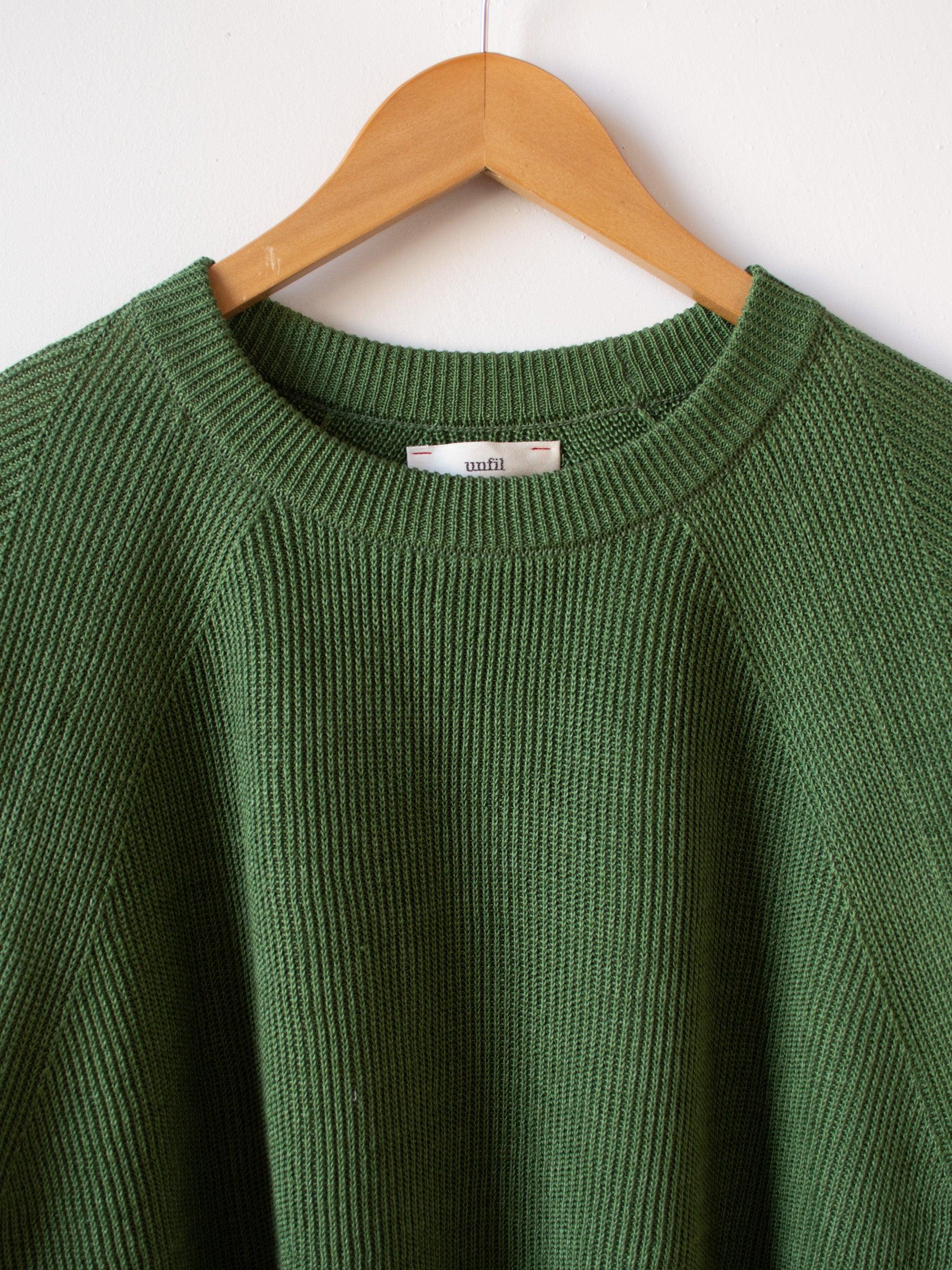 Namu Shop - Unfil French Linen Ribbed Knit Pullover - Green