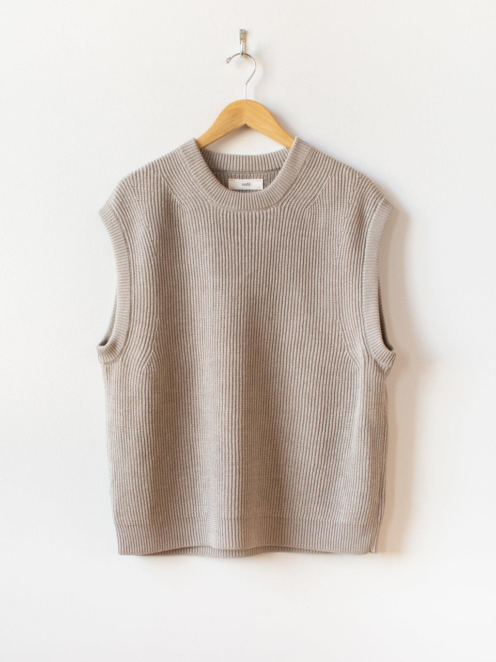 Namu Shop - Unfil French Linen Ribbed Knit Vest - Natural