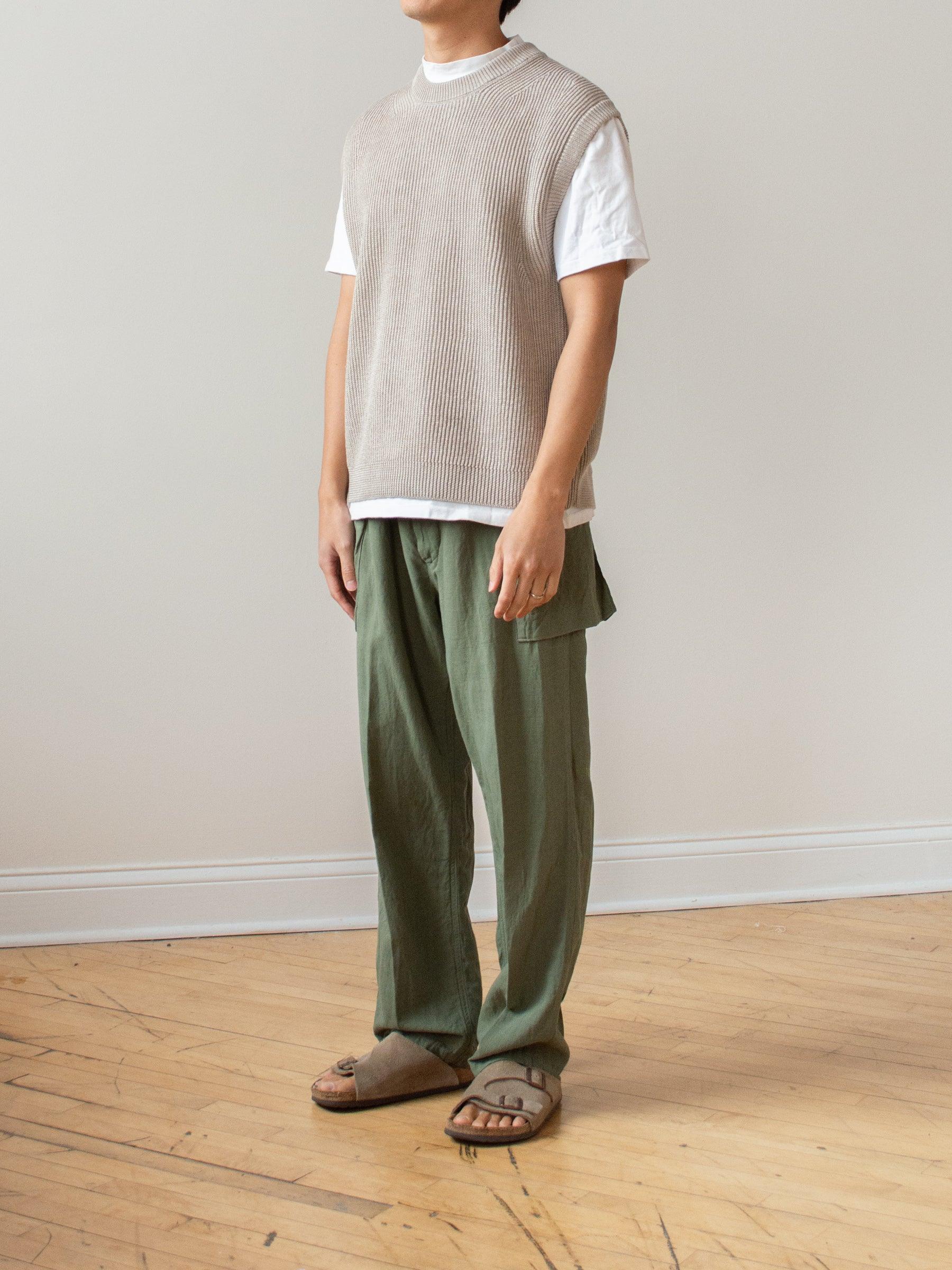 Namu Shop - Unfil French Linen Ribbed Knit Vest - Natural