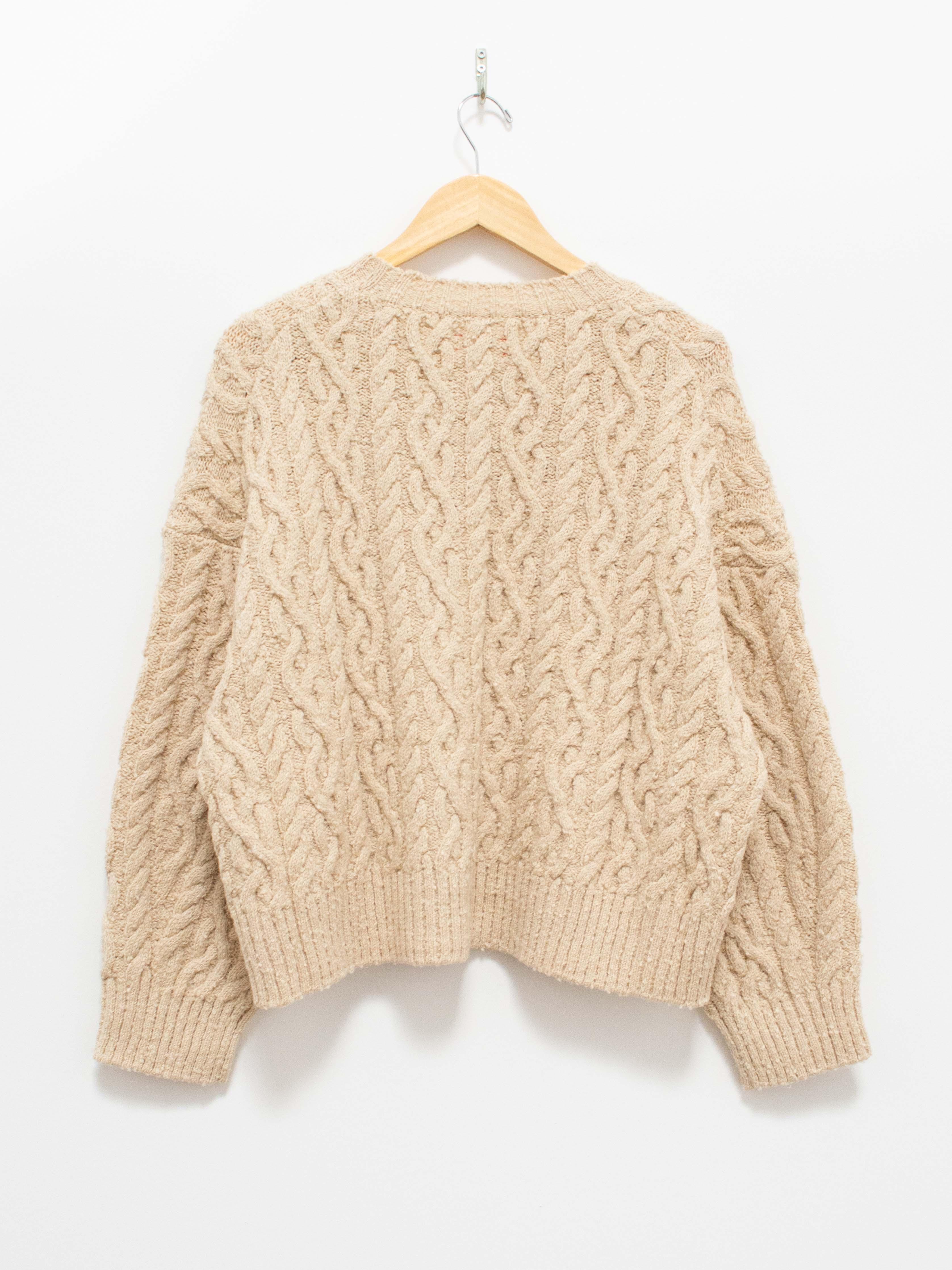 Namu Shop - Unfil French Merino Cotton Boucle Cable Knit Sweater - Ecru