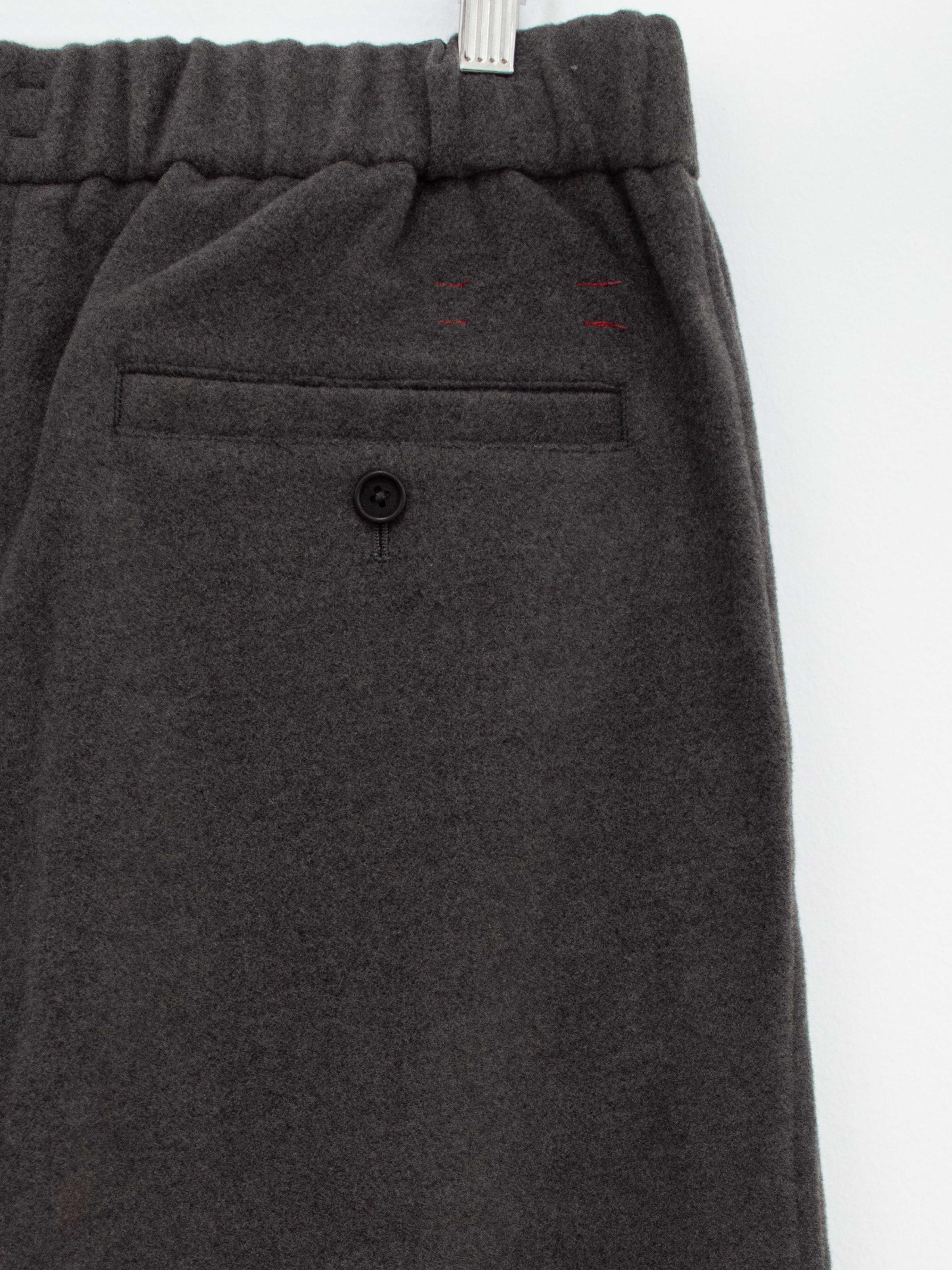 Namu Shop - Unfil Geelong "Beaver Lambswool Elastic Waist Trousers - Dark Gray