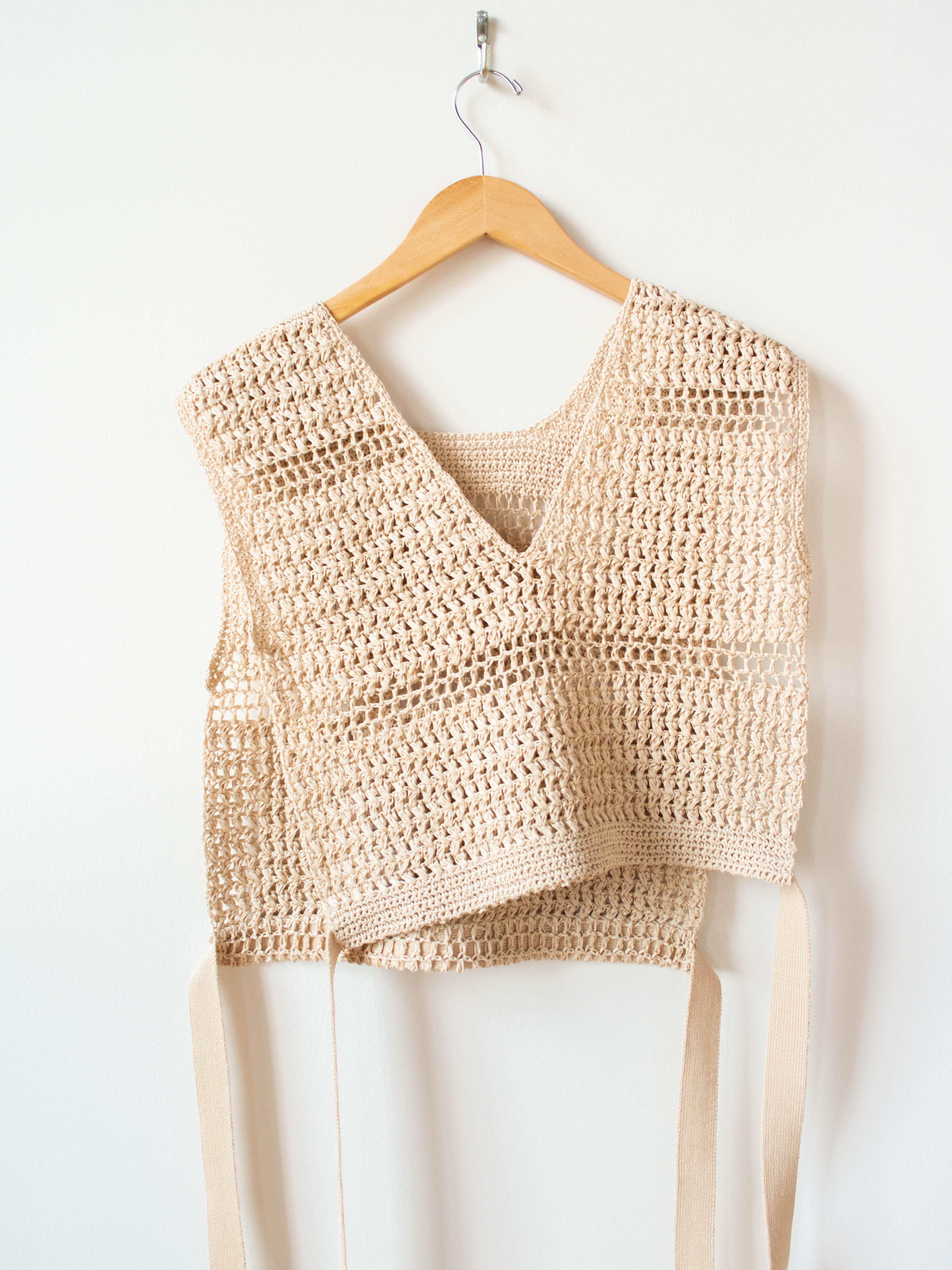 Namu Shop - Unfil Hand Crochet Gima Cotton Vest - Ecru