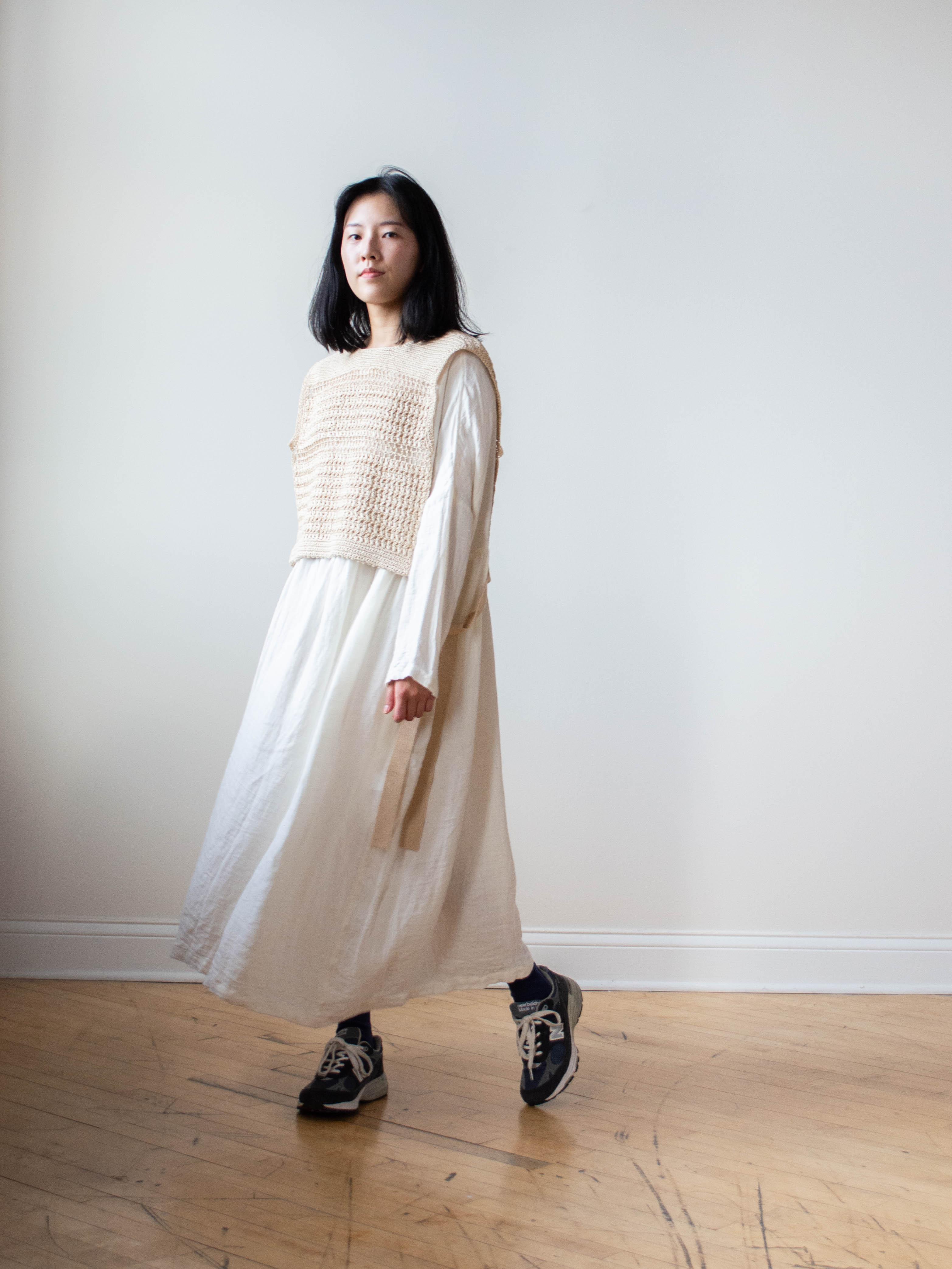 Namu Shop - Unfil Hand Crochet Gima Cotton Vest - Ecru