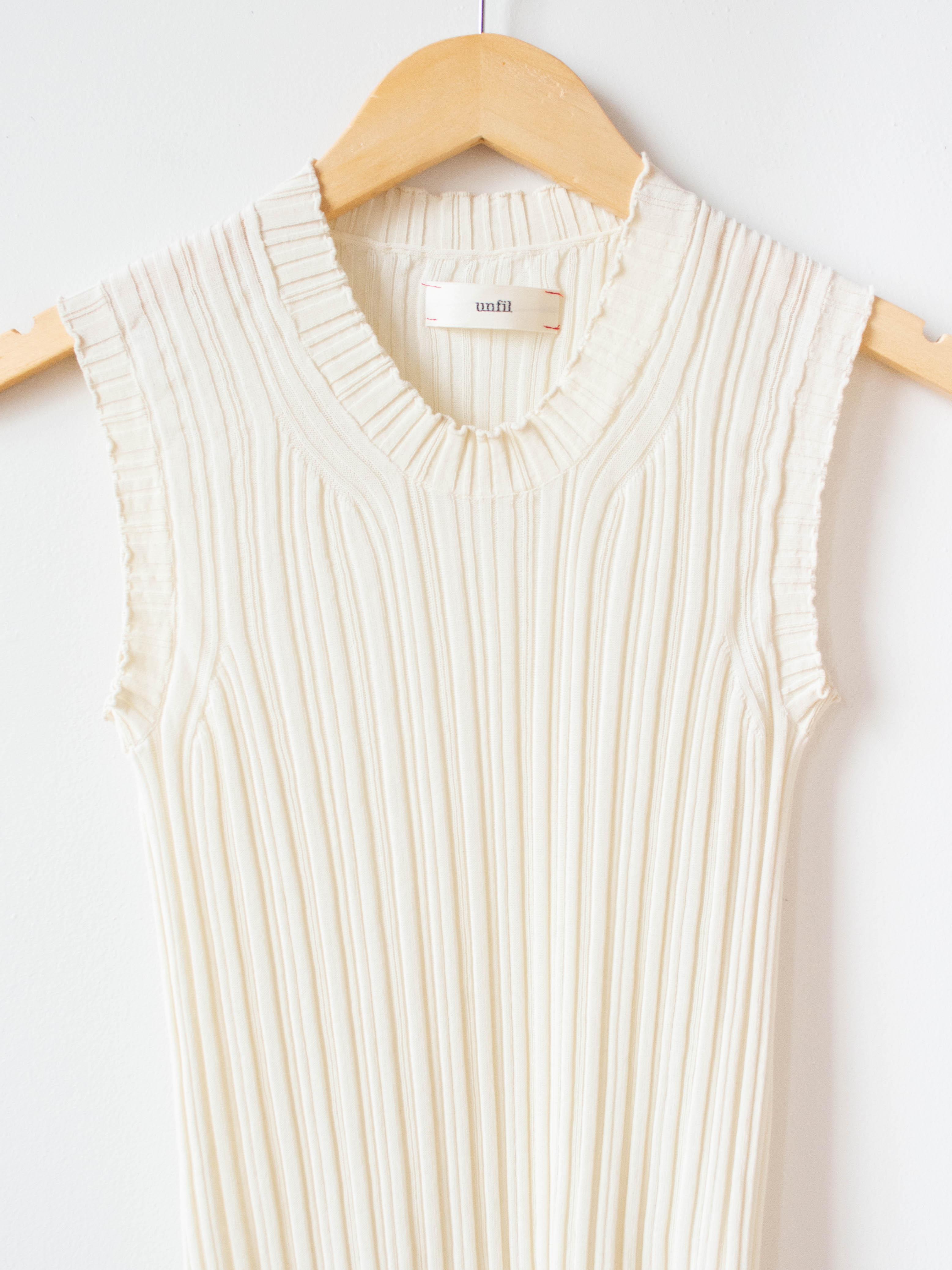 Namu Shop - Unfil High Twist Cotton Ribbed Knit Sleeveless Top - Off White