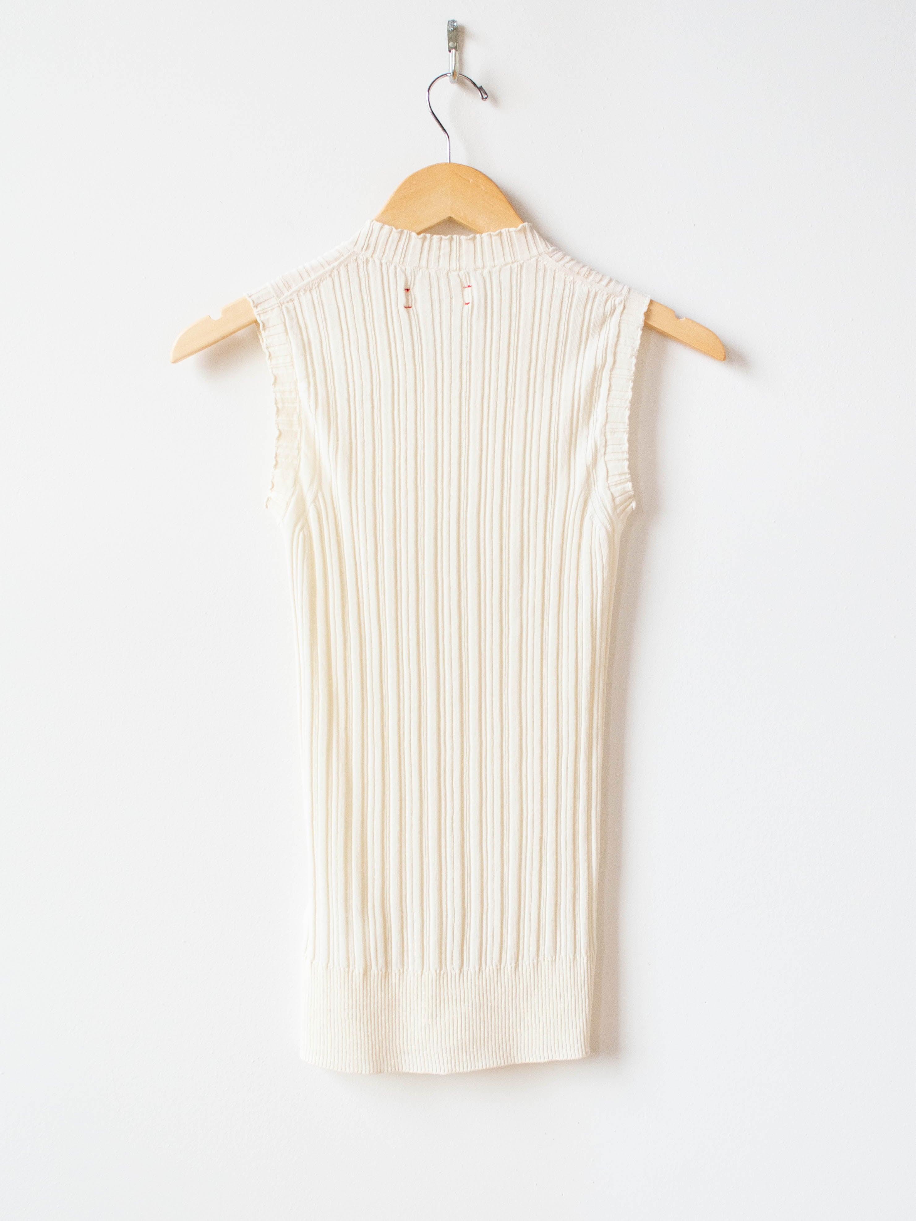 Namu Shop - Unfil High Twist Cotton Ribbed Knit Sleeveless Top - Off White