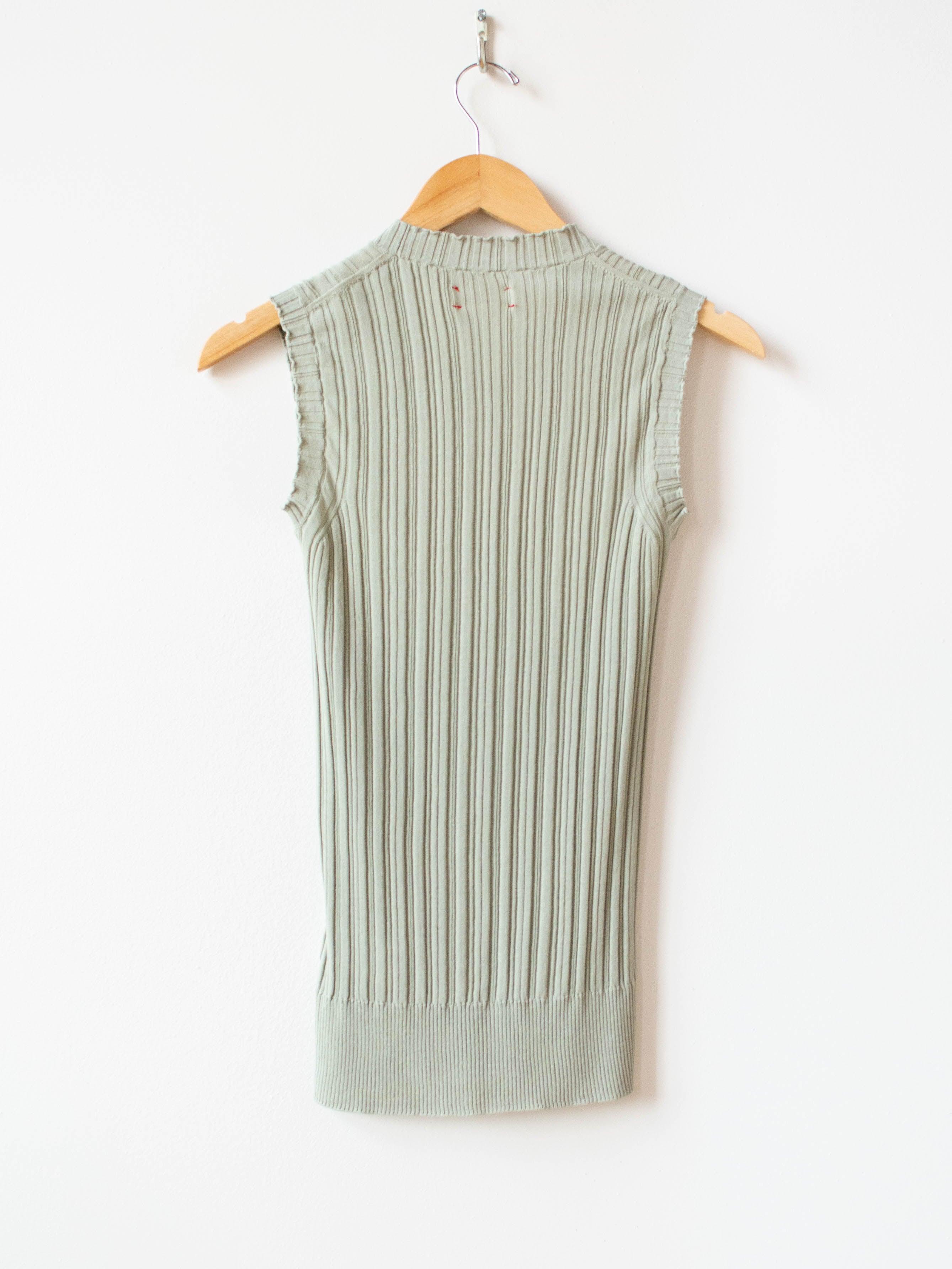 Namu Shop - Unfil High Twist Cotton Ribbed Knit Sleeveless Top - Smokey Green