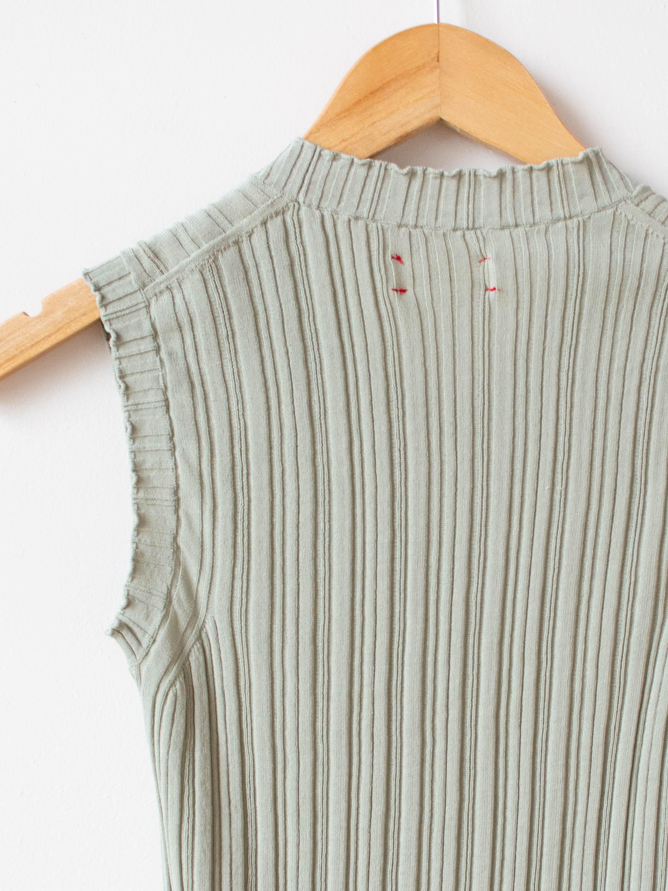 Namu Shop - Unfil High Twist Cotton Ribbed Knit Sleeveless Top - Smokey Green
