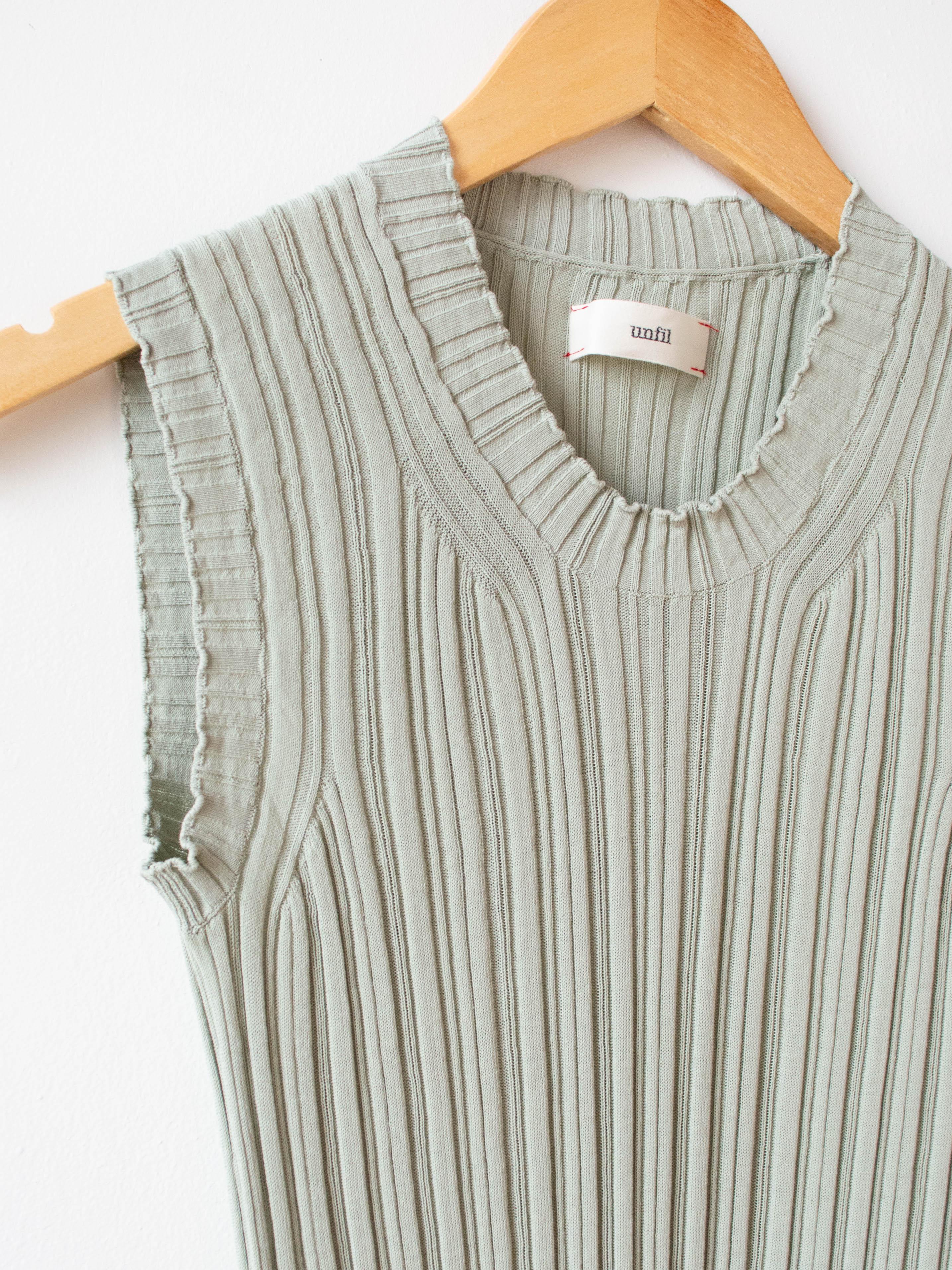Namu Shop - Unfil High Twist Cotton Ribbed Knit Sleeveless Top - Smokey Green