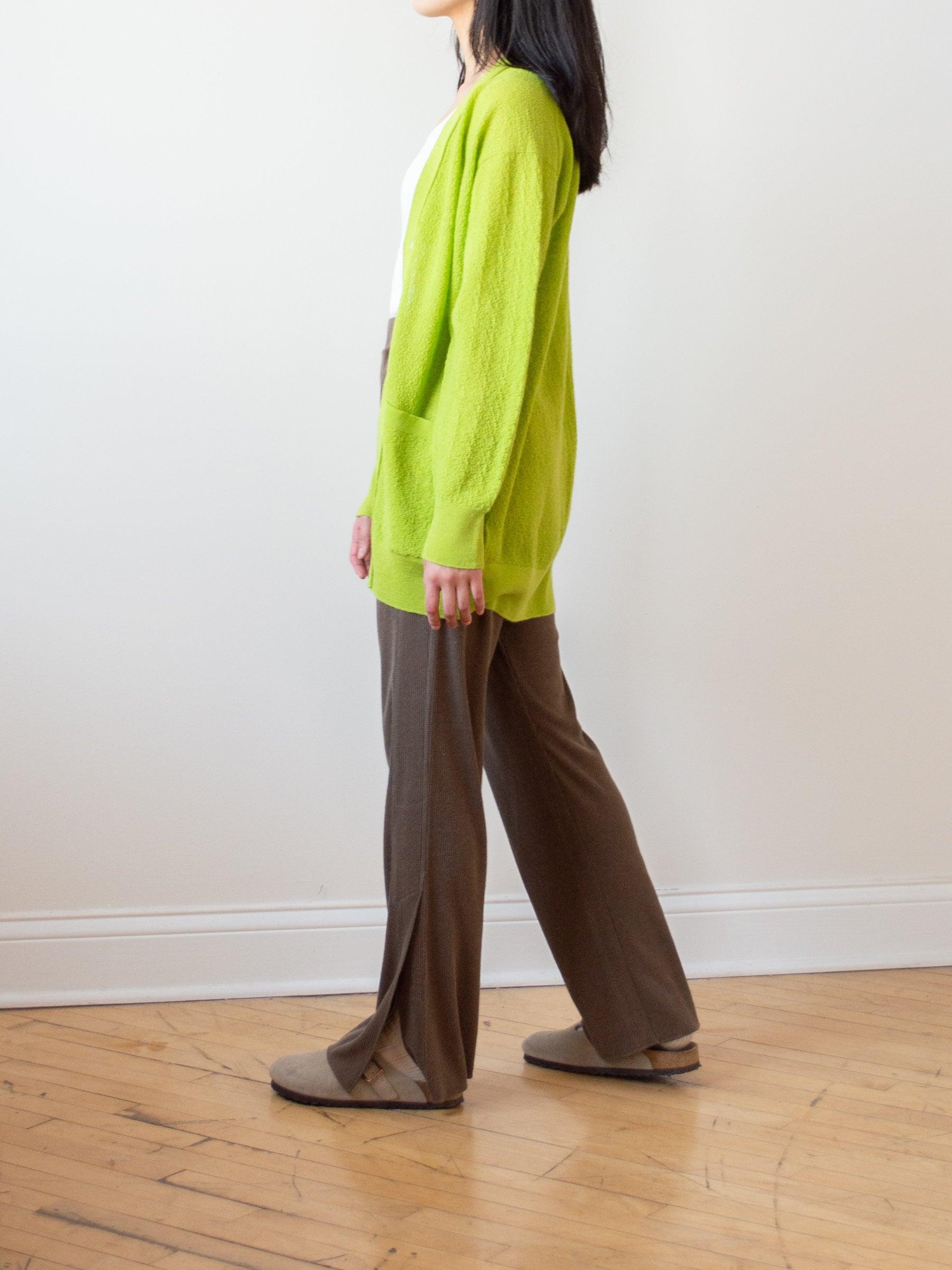 Namu Shop - Unfil Raw Silk Ribbed Jersey Pants - Coffee Brown