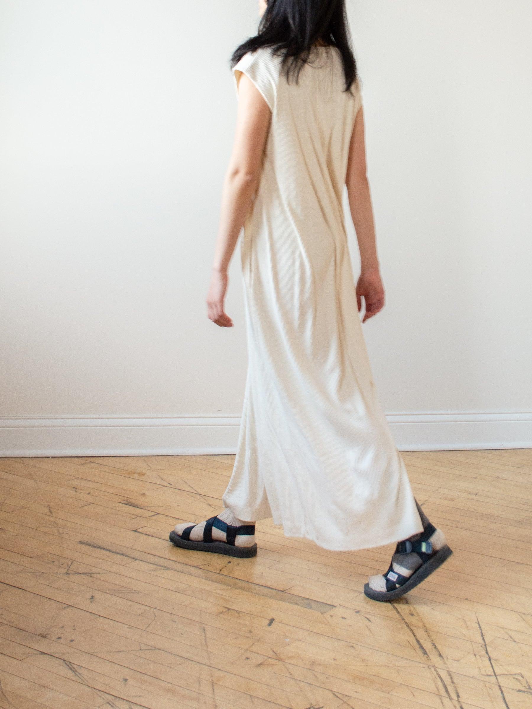 Namu Shop - Unfil Raw Silk Ribbed Jersey Sleeveless Dress - Natural