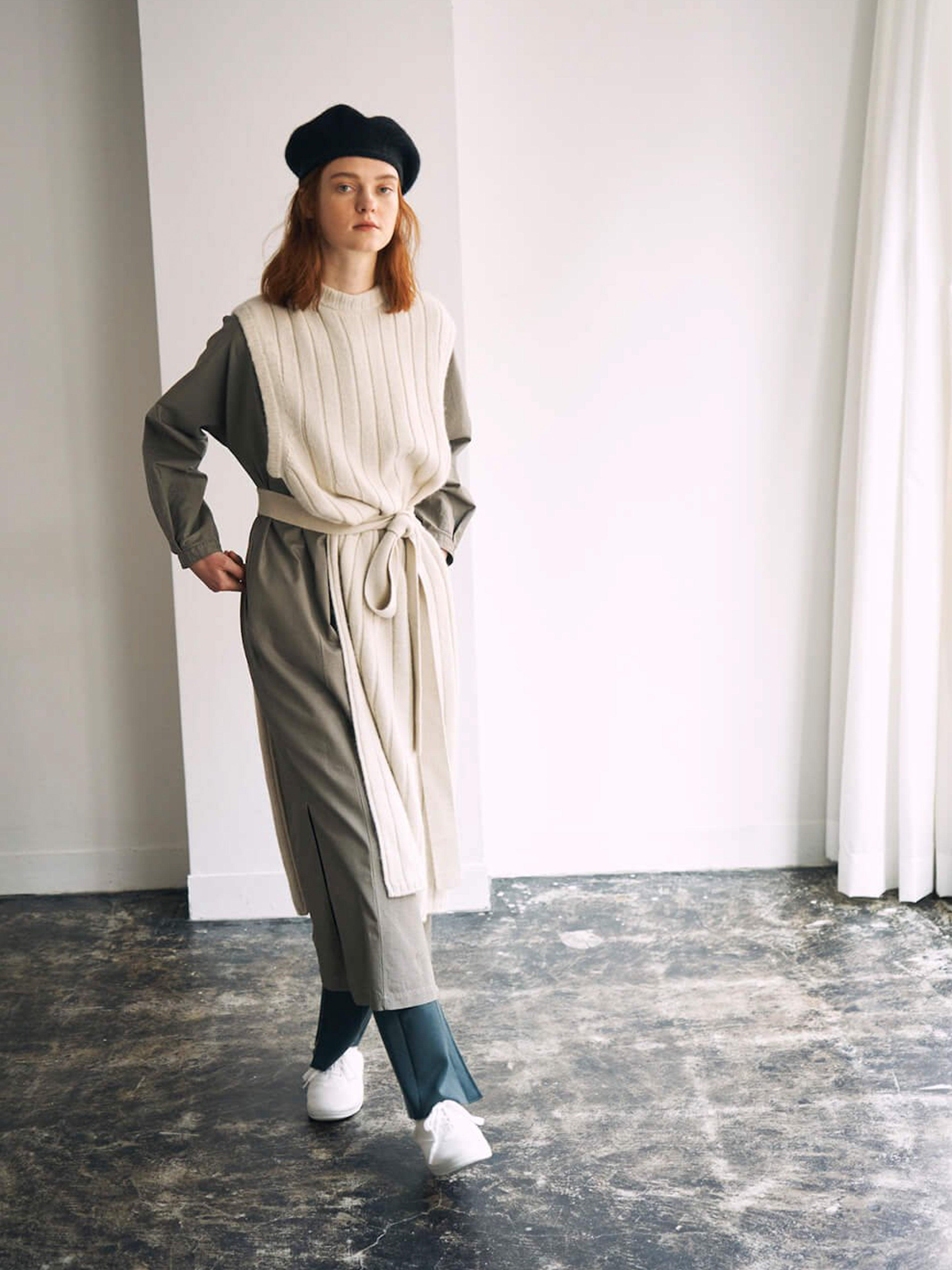 Namu Shop - Unfil Royal Baby Alpaca Long Vest - Oyster White