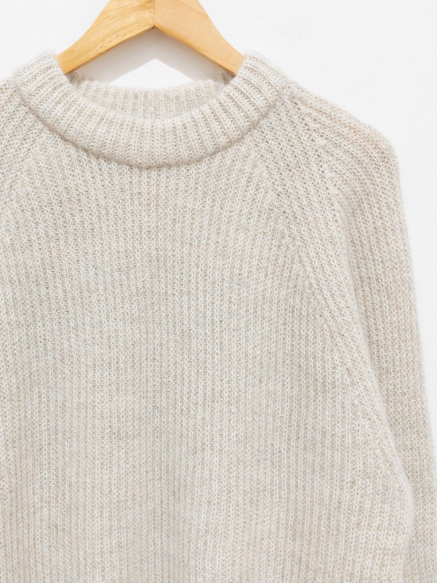 Namu Shop - Unfil Royal Baby Alpaca Ribbed Knit Sweater - Off White Mix