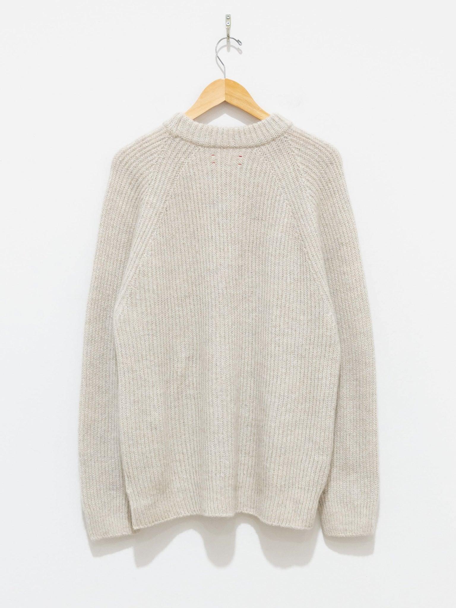Namu Shop - Unfil Royal Baby Alpaca Ribbed Knit Sweater - Off White Mix