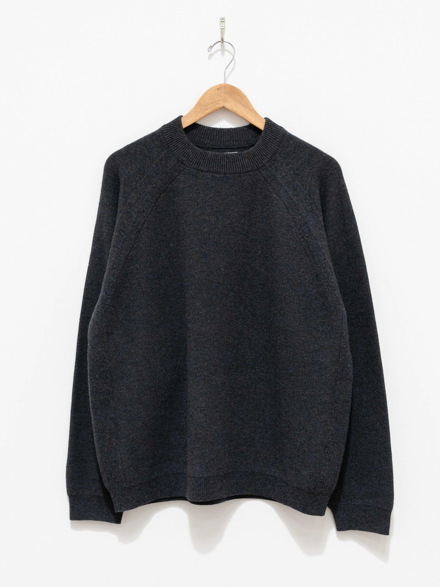 Namu Shop - Unfil Silk Wool Honeycomb Knit Mockneck Sweater - Charcoal