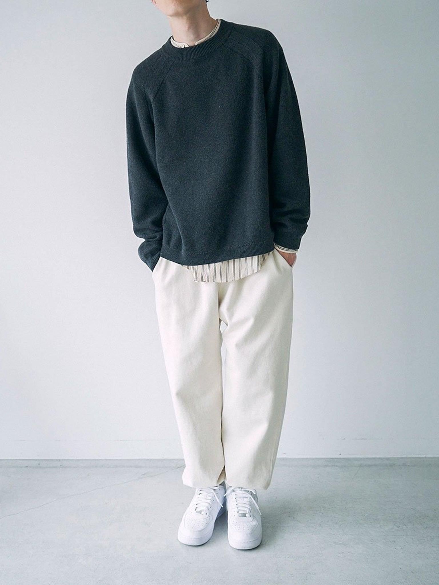 Namu Shop - Unfil Silk Wool Honeycomb Knit Mockneck Sweater - Charcoal