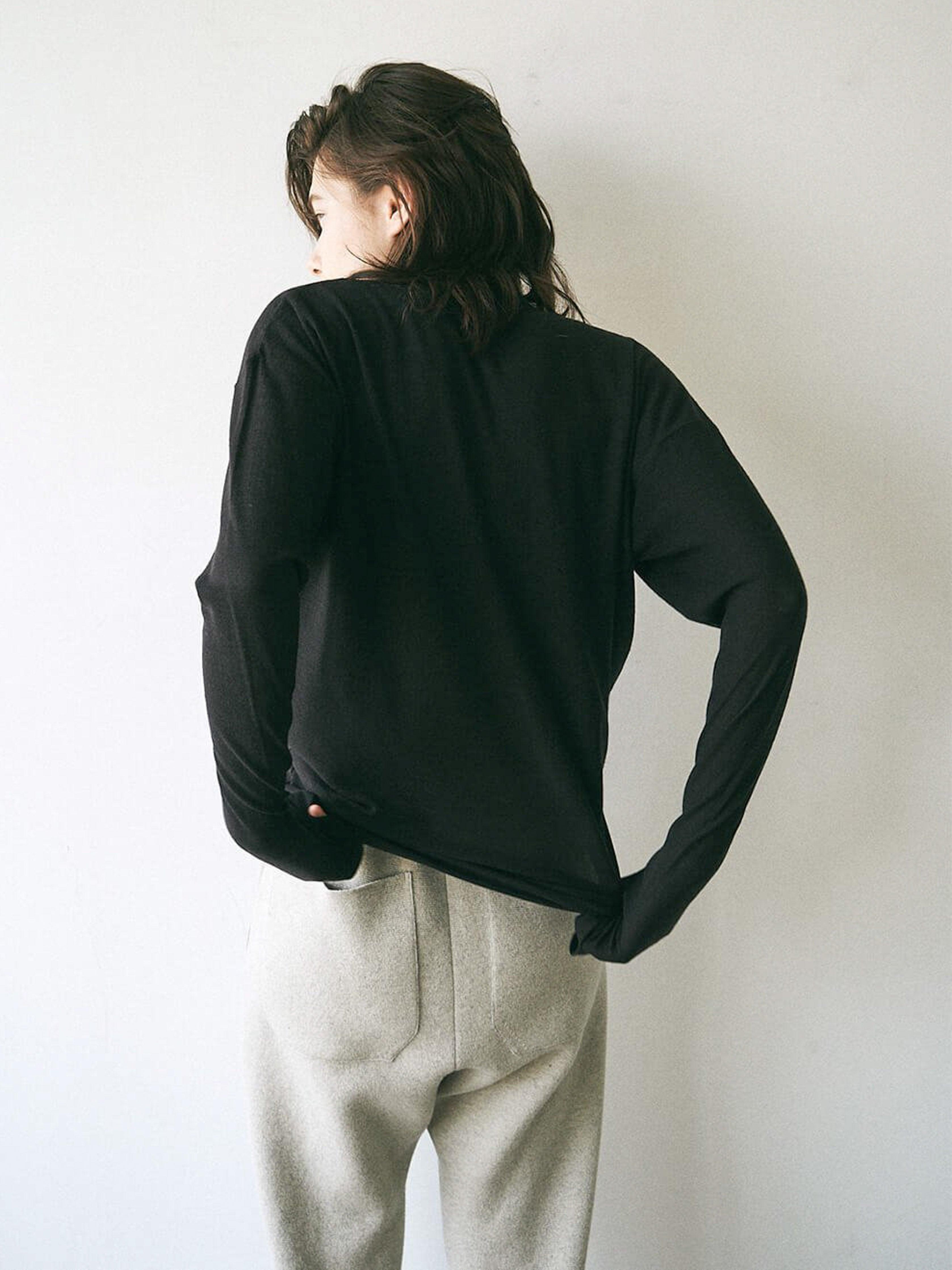 Namu Shop - Unfil Superfine Merino Crepe Jersey Turtleneck Tee - Charcoal