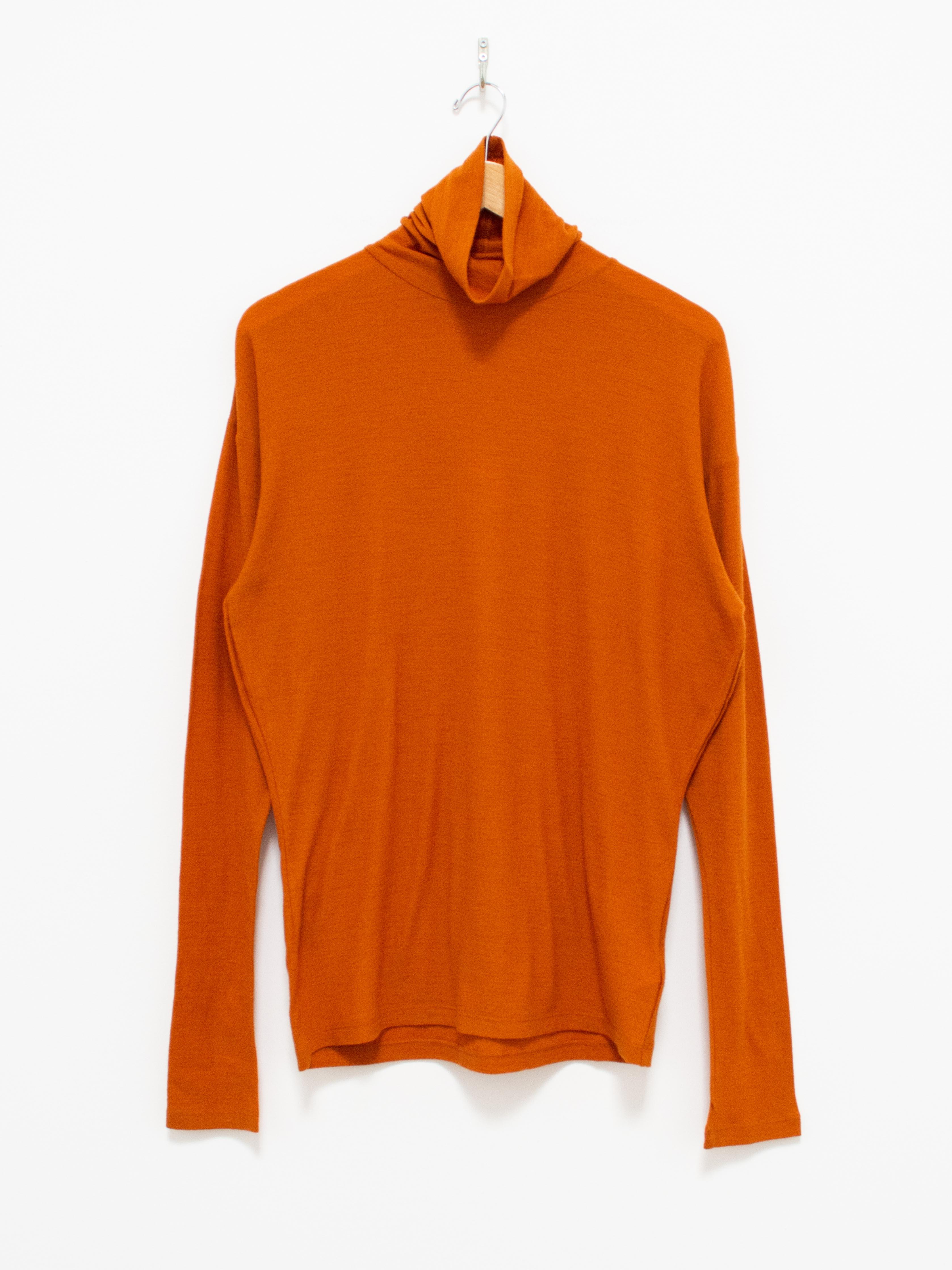 Namu Shop - Unfil Superfine Merino Crepe Jersey Turtleneck Tee - Dark Orange