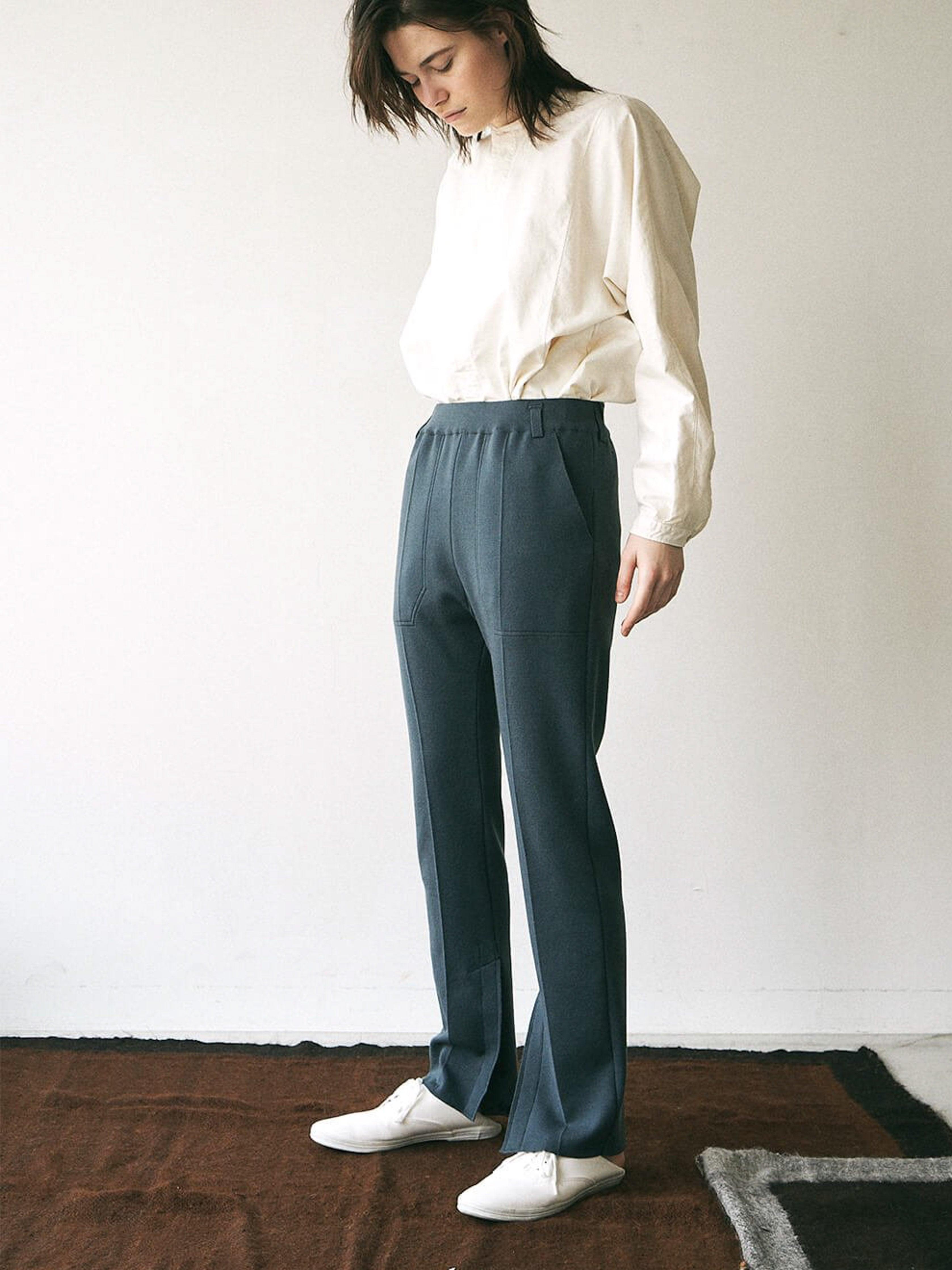 Namu Shop - Unfil Superfine Merino Smooth Knit Trousers - Blue Gray