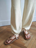 Namu Shop - Unfil Vintage Cotton Pile Wide Leg Pants - Natural
