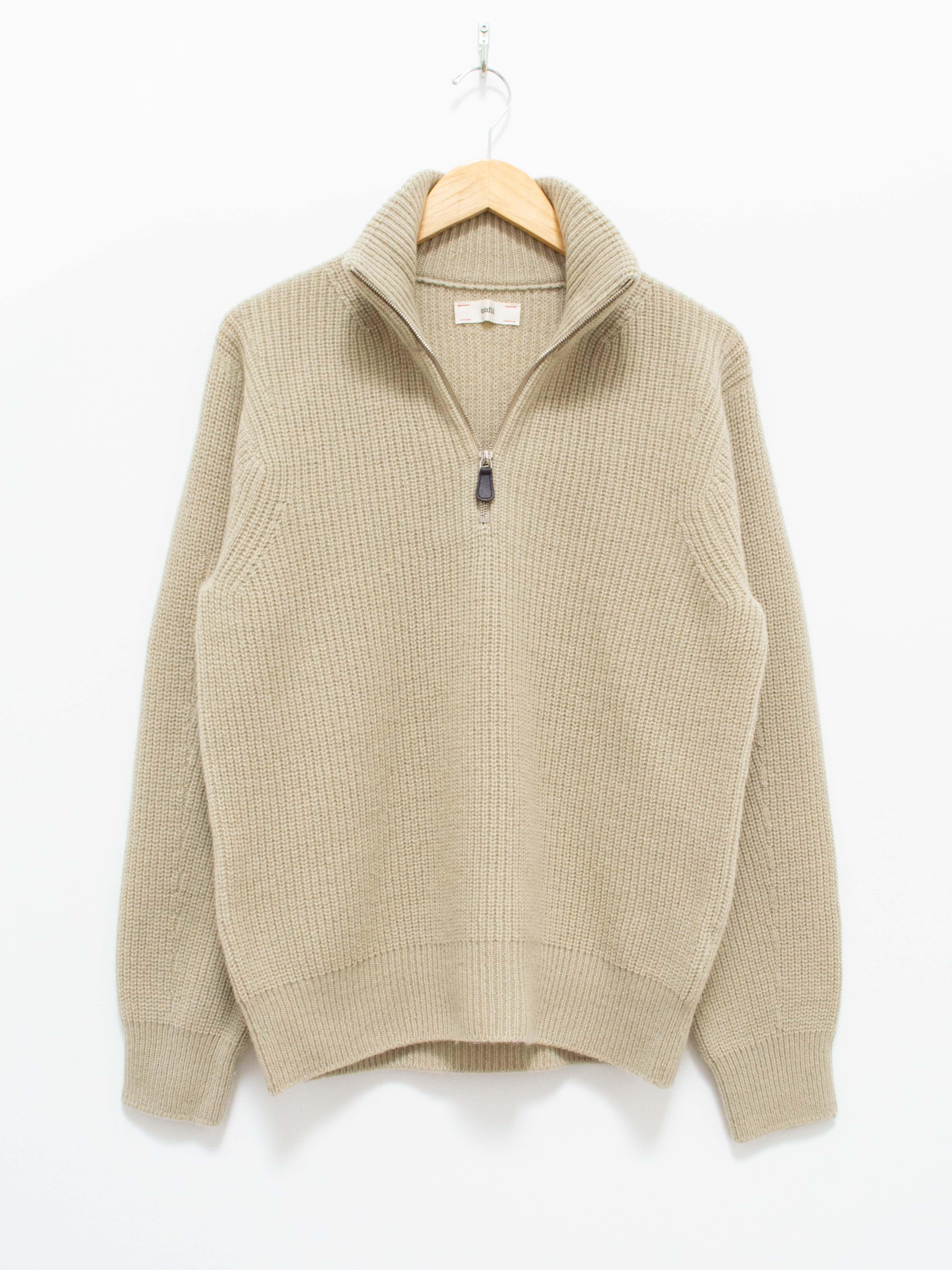 Namu Shop - Unfil Wool Cashmere Half Zip Sweater - Grass Beige