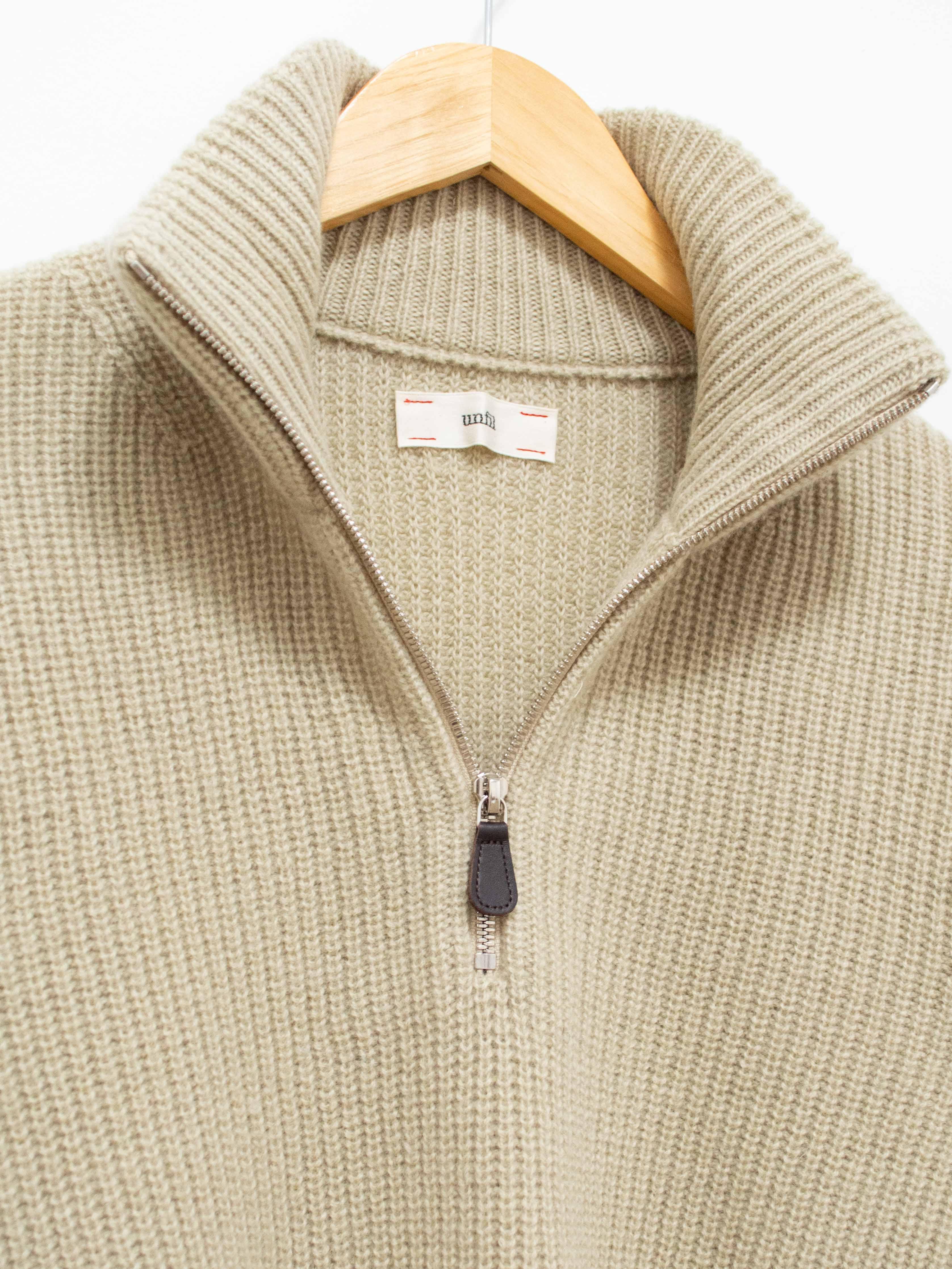Namu Shop - Unfil Wool Cashmere Half Zip Sweater - Grass Beige