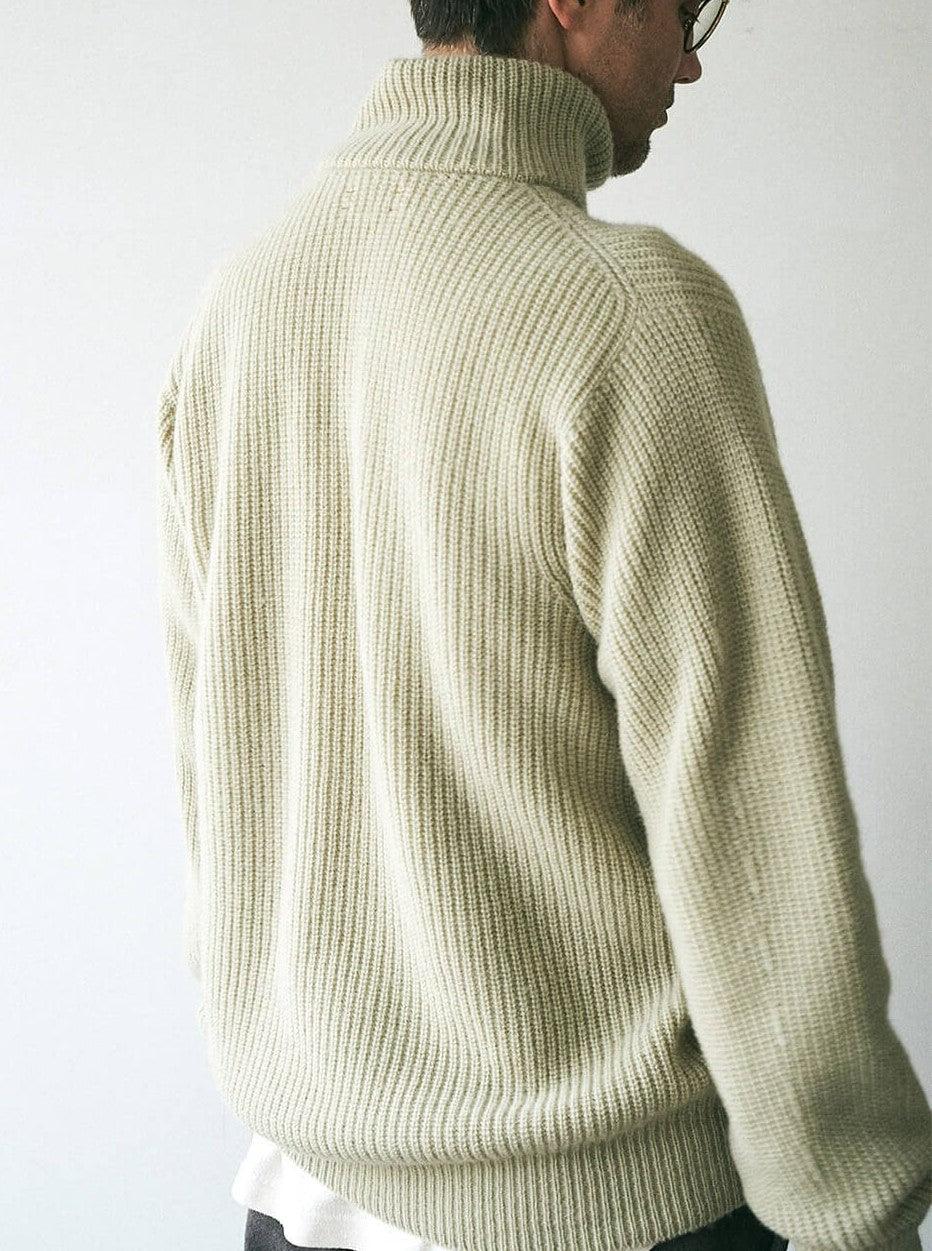 Namu Shop - Unfil Wool Cashmere Half Zip Sweater - Grass Beige
