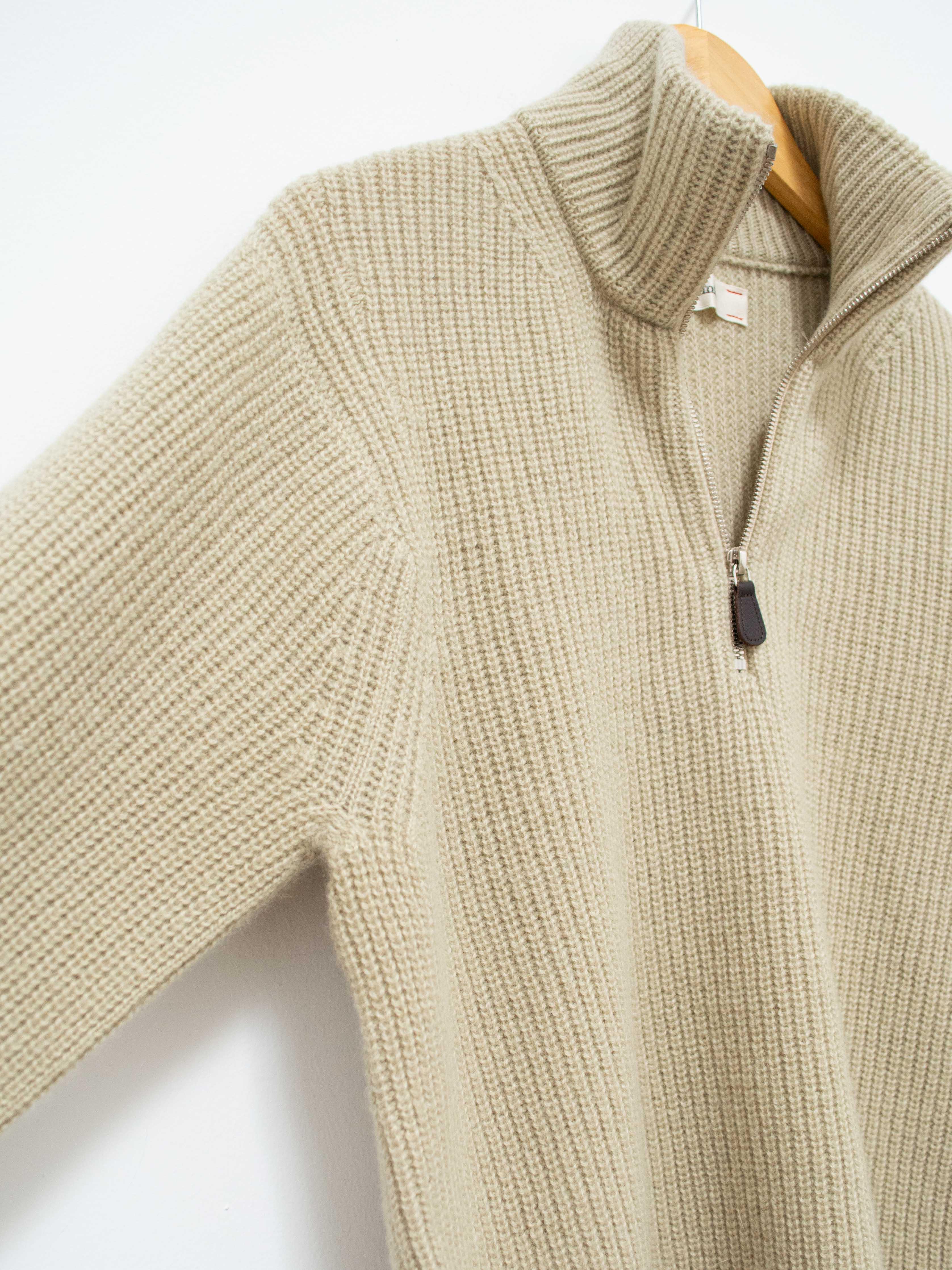 Namu Shop - Unfil Wool Cashmere Half Zip Sweater - Grass Beige