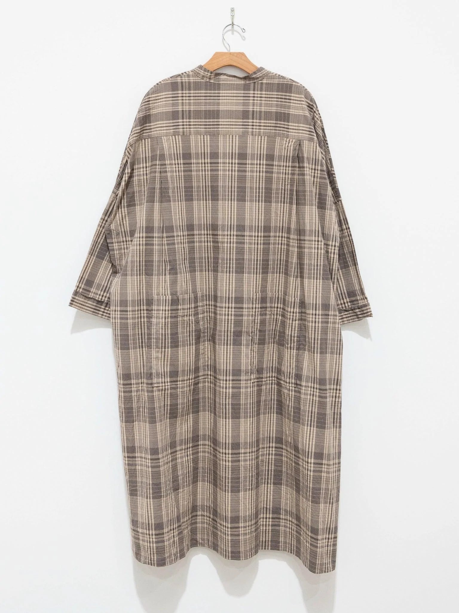 Namu Shop - Veritecoeur Band Collar Dress - Brown Check