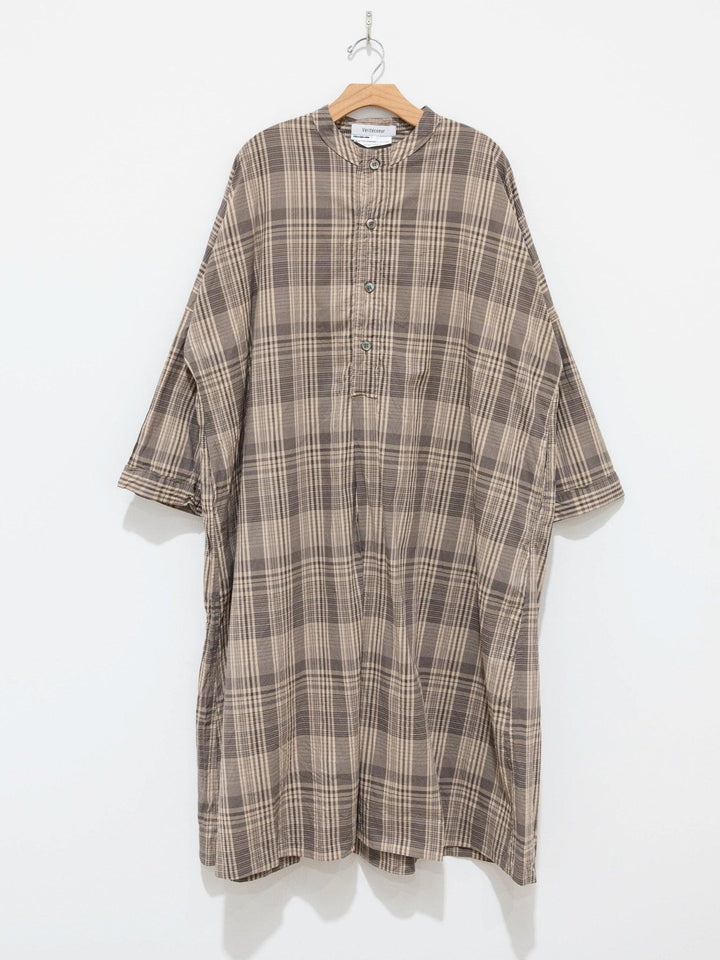 Namu Shop - Veritecoeur Band Collar Dress - Brown Check